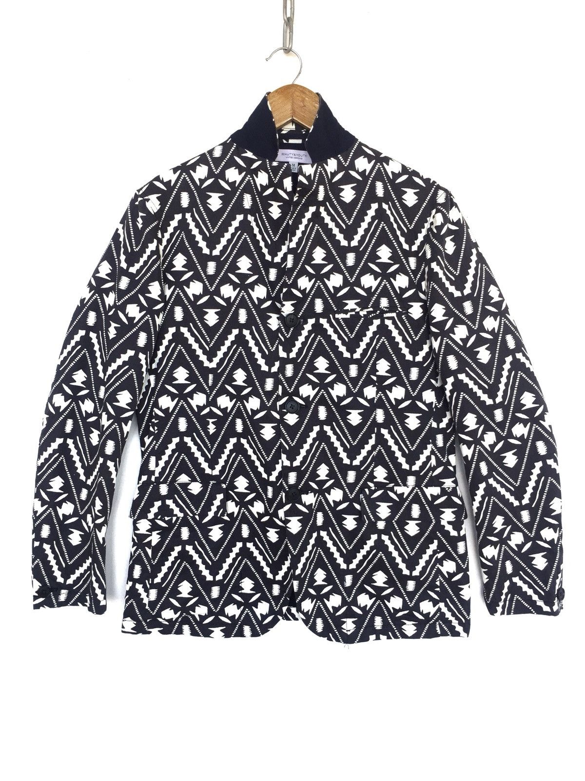 BEAUTY&YOUTH United Arrow Psychedelic Black White Three Button Jacket Size US M / EU 48-50 / 2 - 1 Thumbnail