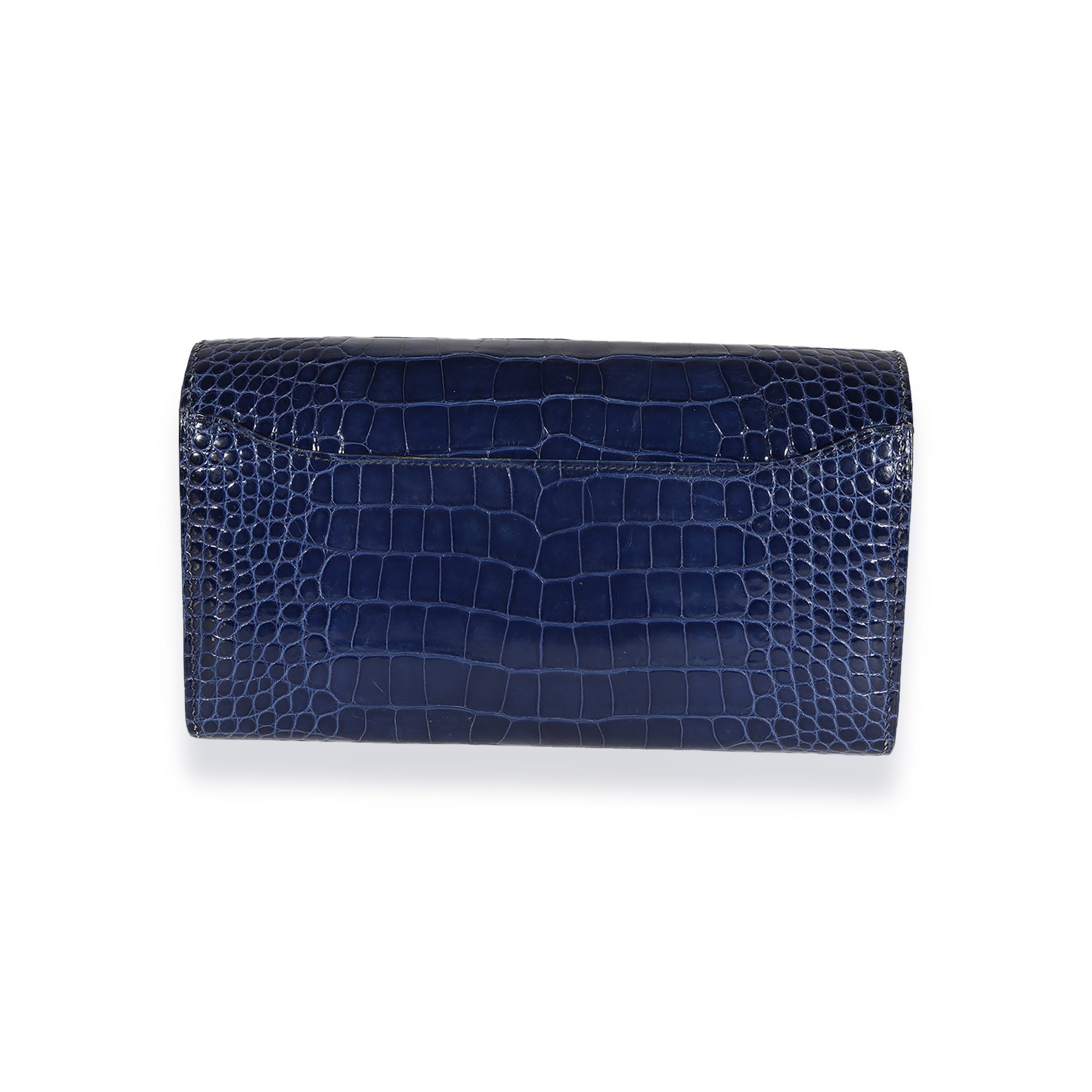 Hermès Bleu Saphir & Bleu Paon Shiny Alligator Constance Wallet GHW