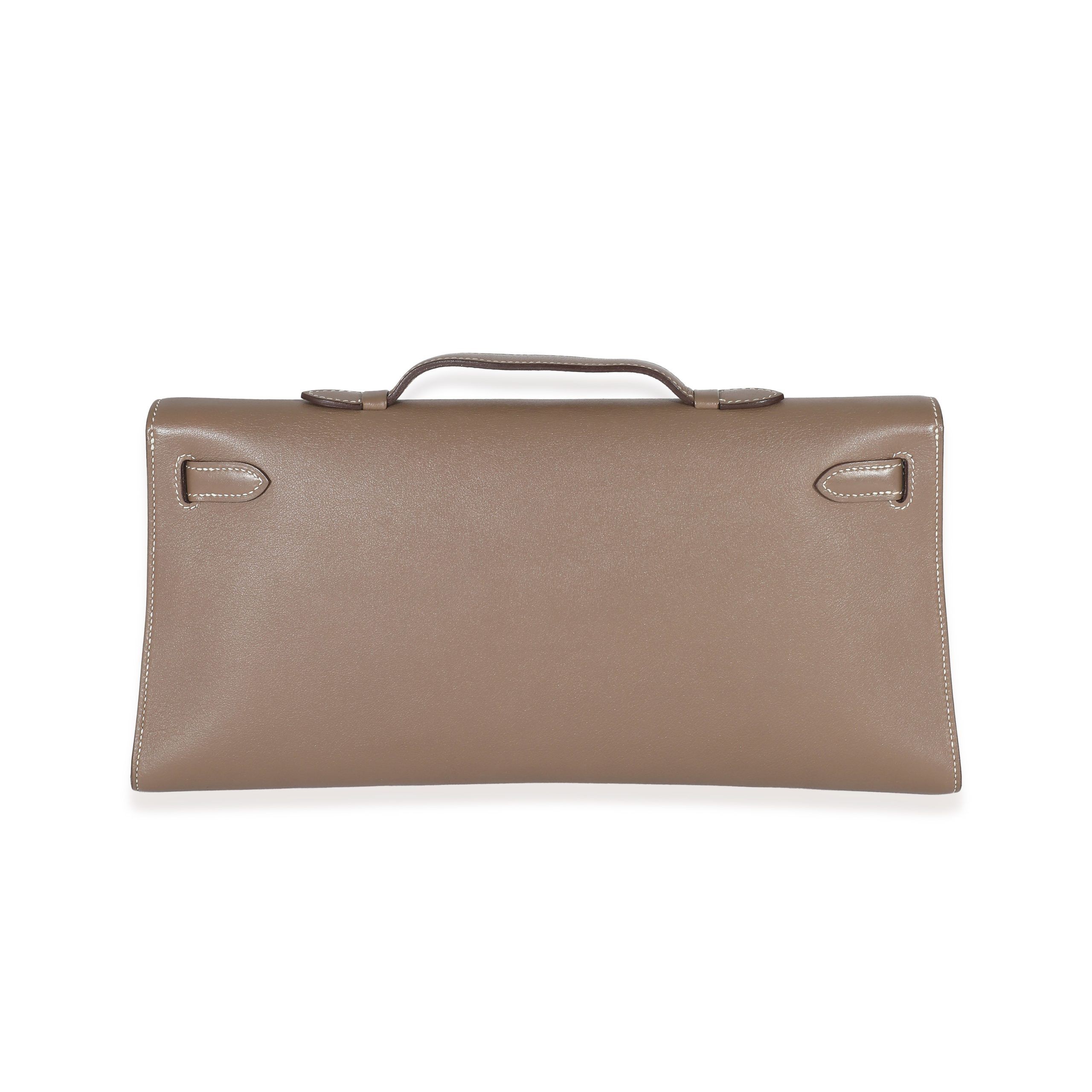 Hermès Swift Etoupe Kelly Cut Clutch PHW Crossbody Bags