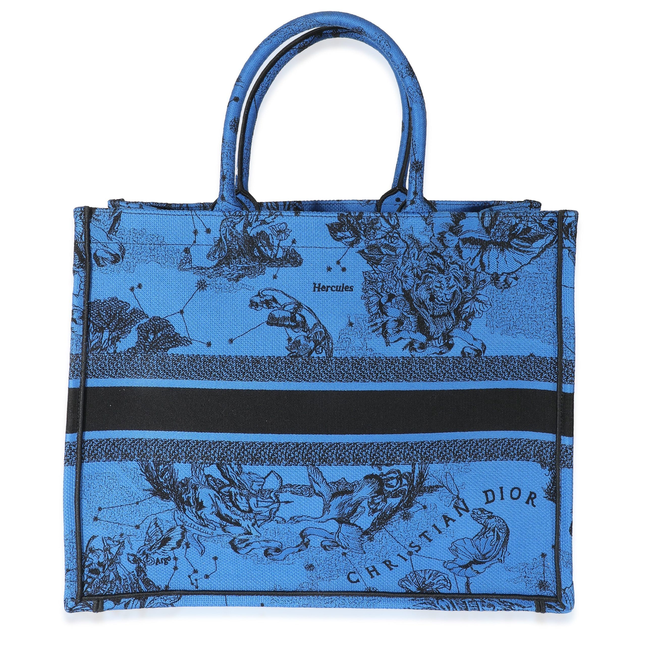 Christian Dior Blue Toile De Jouy Zodiac Large Book Tote
