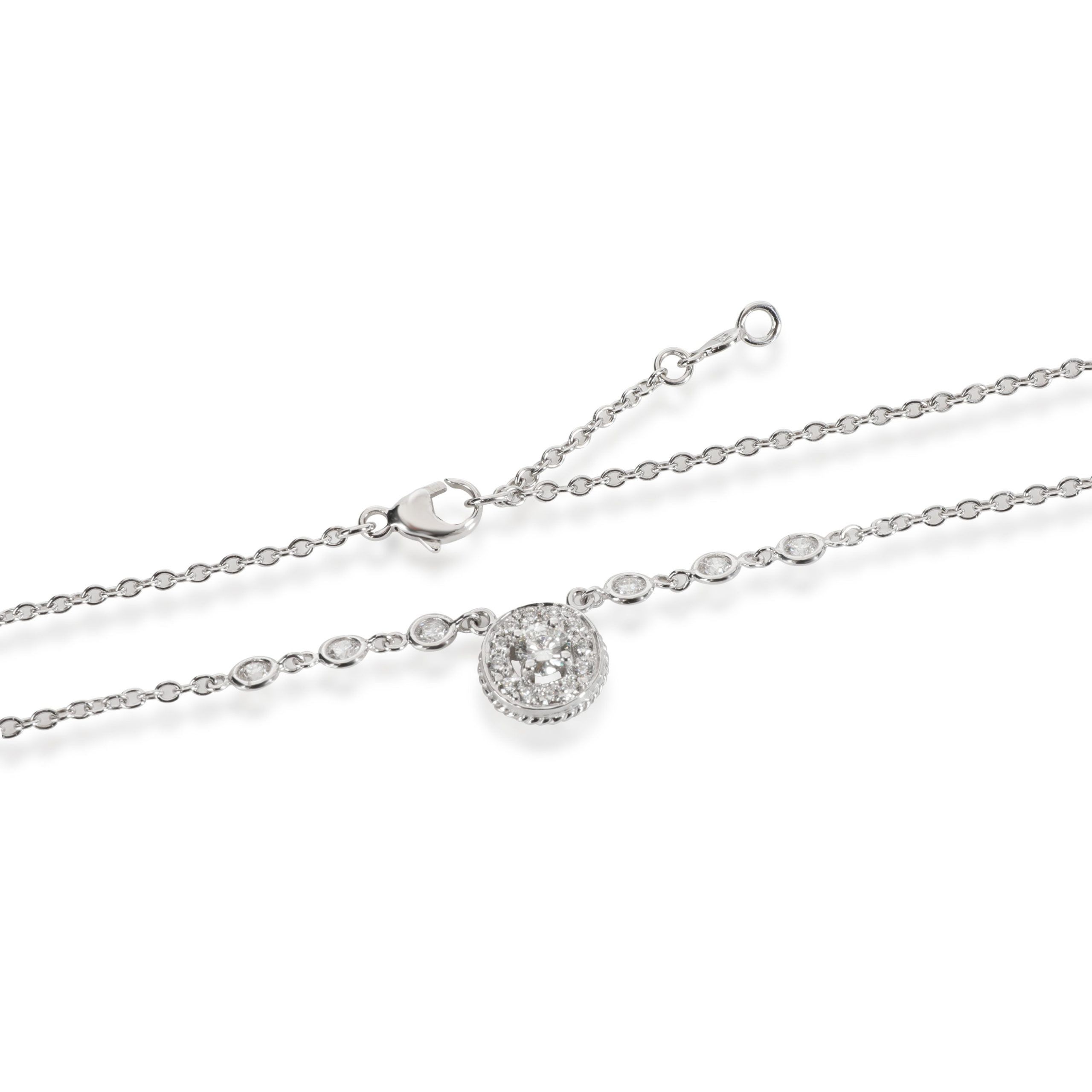 Halo Halo Diamond Necklace in 18K White Gold 0.67 CTW Size ONE SIZE - 3 Preview