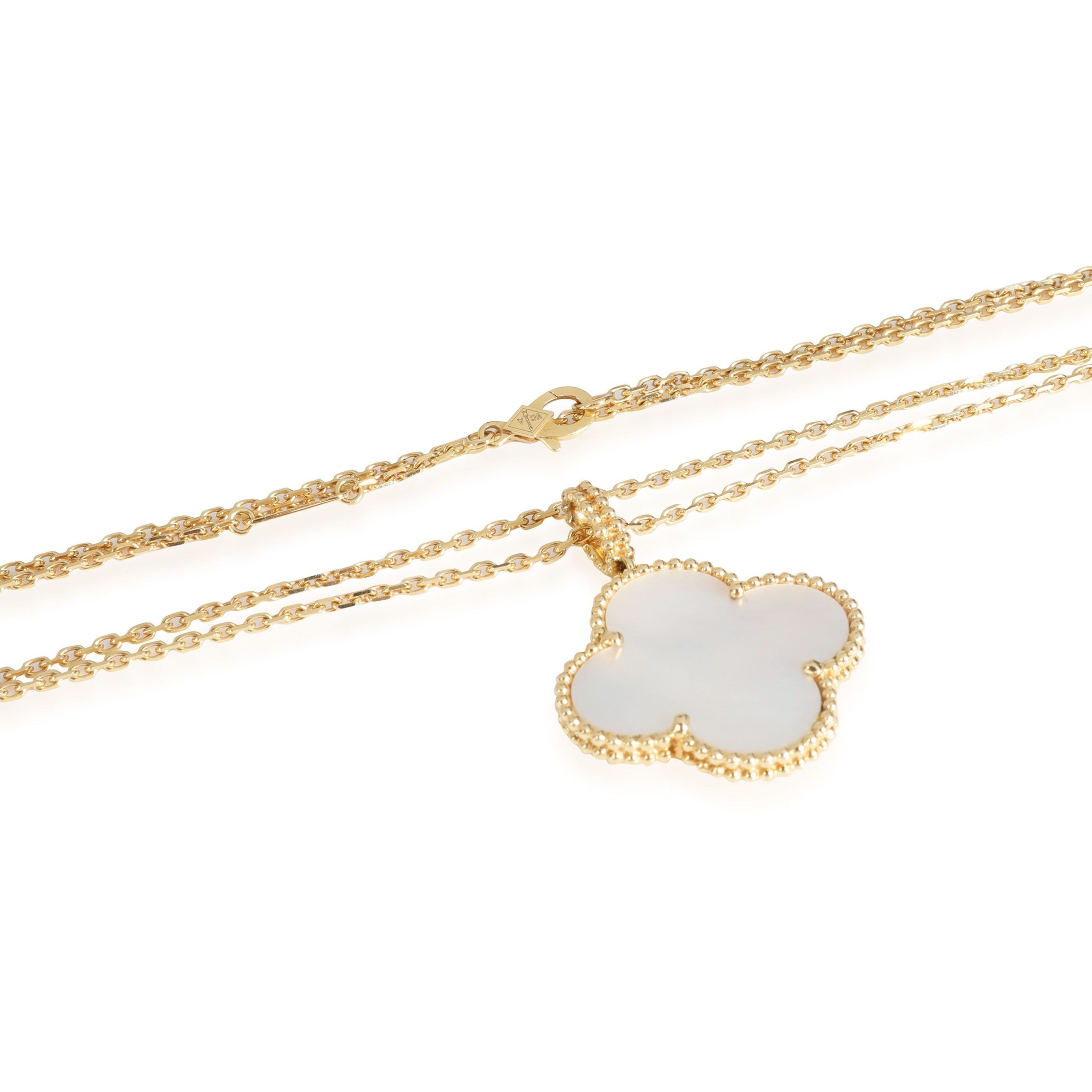 Van Cleef & Arpels Vintage Alhambra Mother Of Pearl Long Necklace in 18K Gold Jewelry