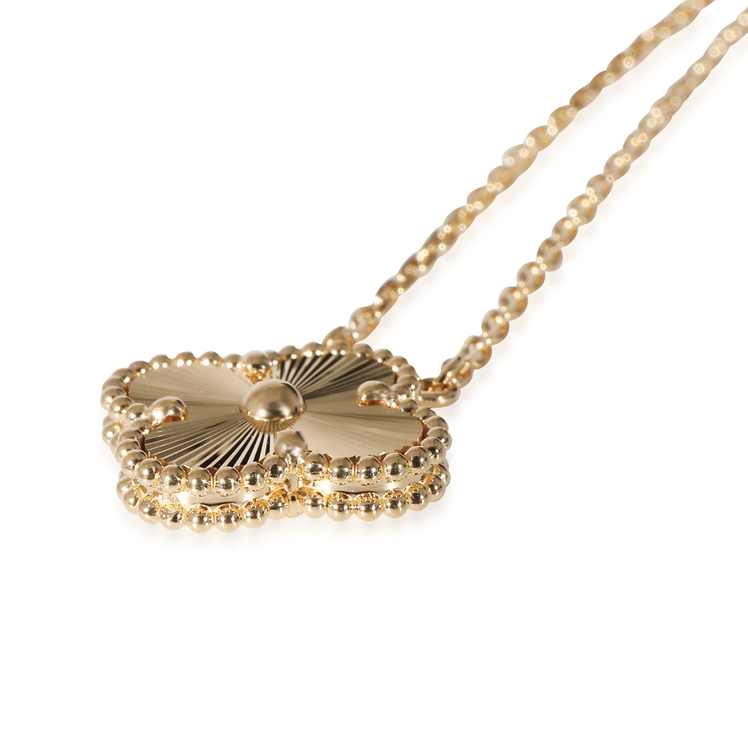 Van Cleef & Arpels Vintage Alhambra Guilloche Pendant in 18k Yellow Gold