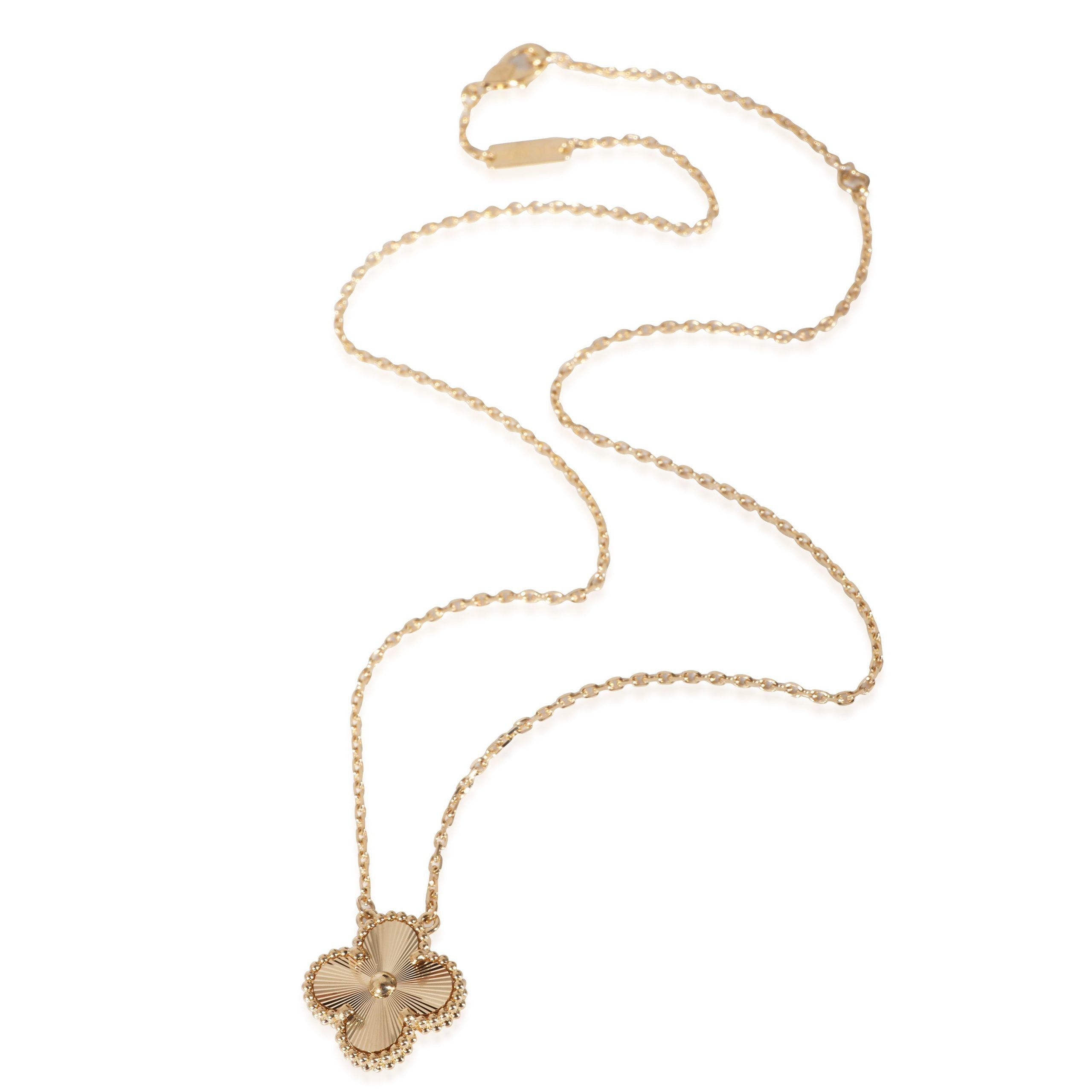 Van Cleef & Arpels Vintage Alhambra Guilloche Pendant in 18k Yellow Gold