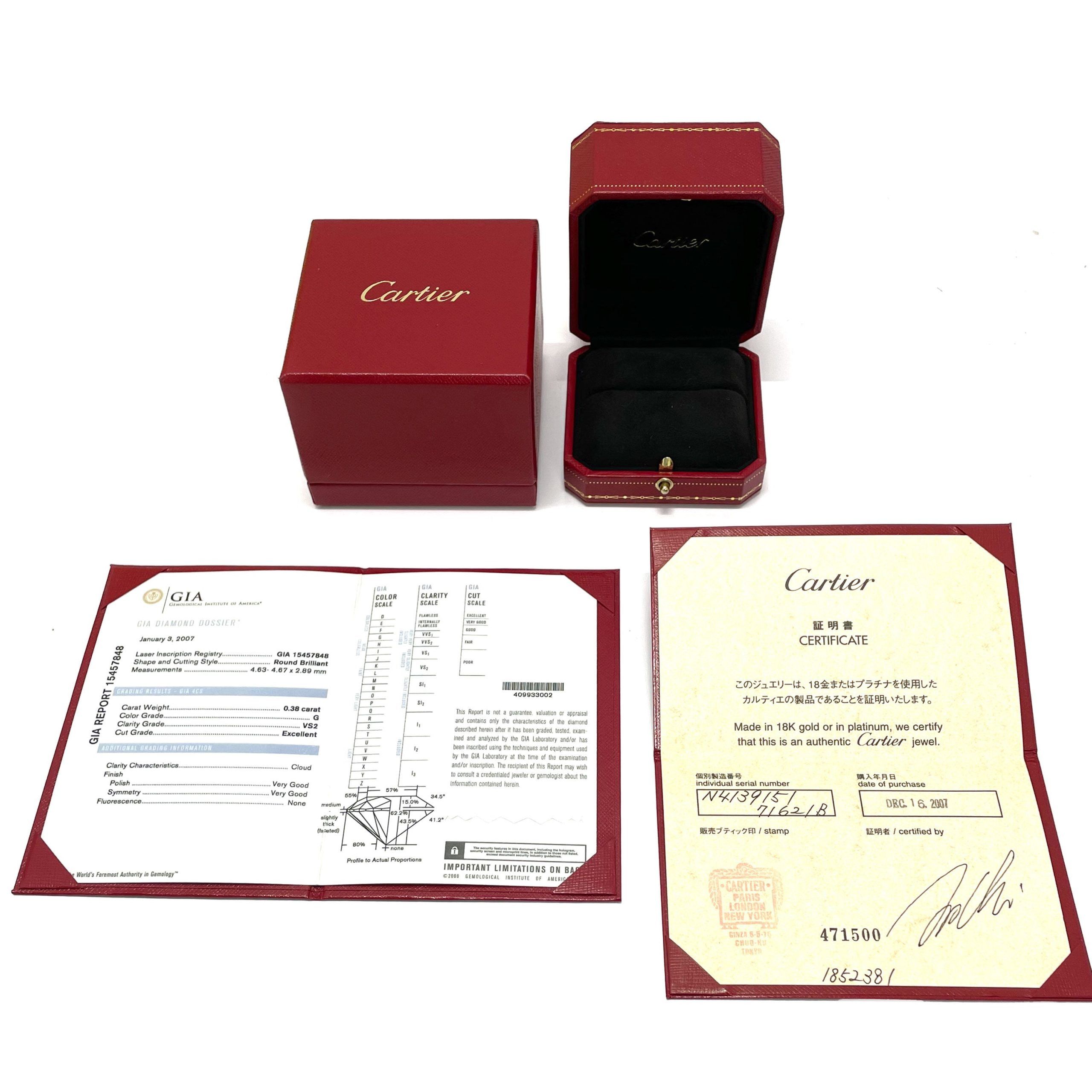Cartier 1895 Diamond Engagement Ring in Platinum G VS2 0.38 CTW