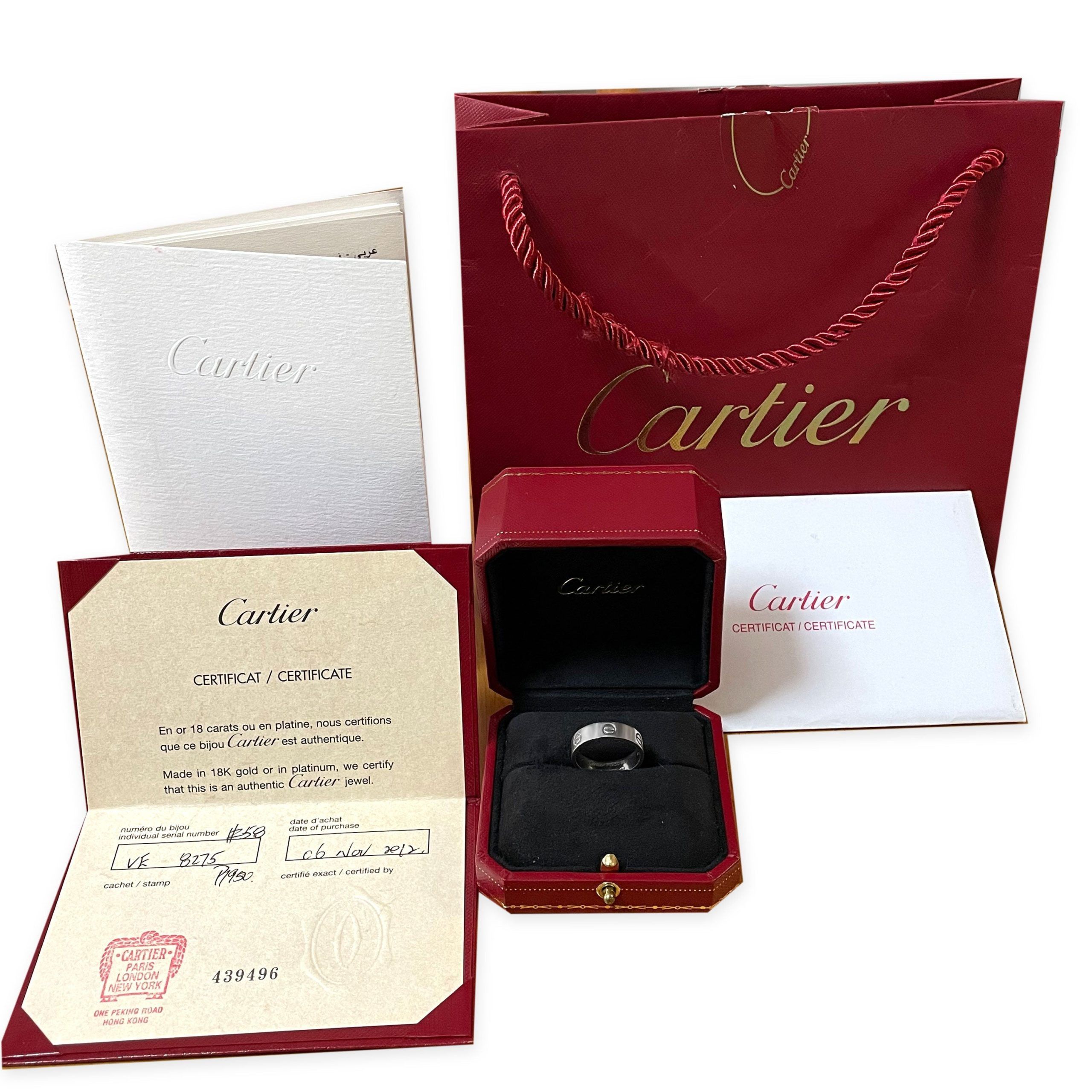 Cartier Love Ring in Platinum 5.5 mm Womenswear