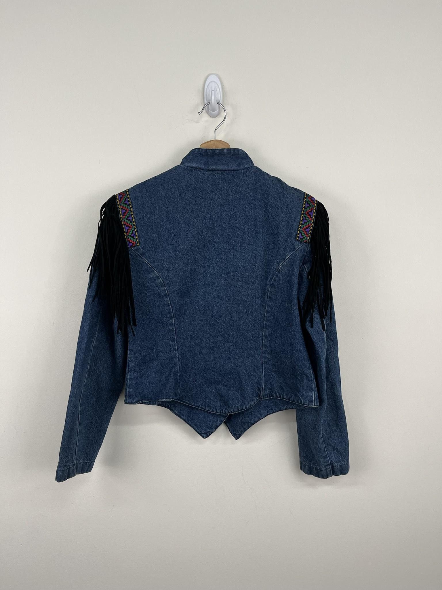 Vintage Vintage Denum Jeans Aztec With Tassles Denim Jacket Size US M / EU 48-50 / 2 - 3 Thumbnail