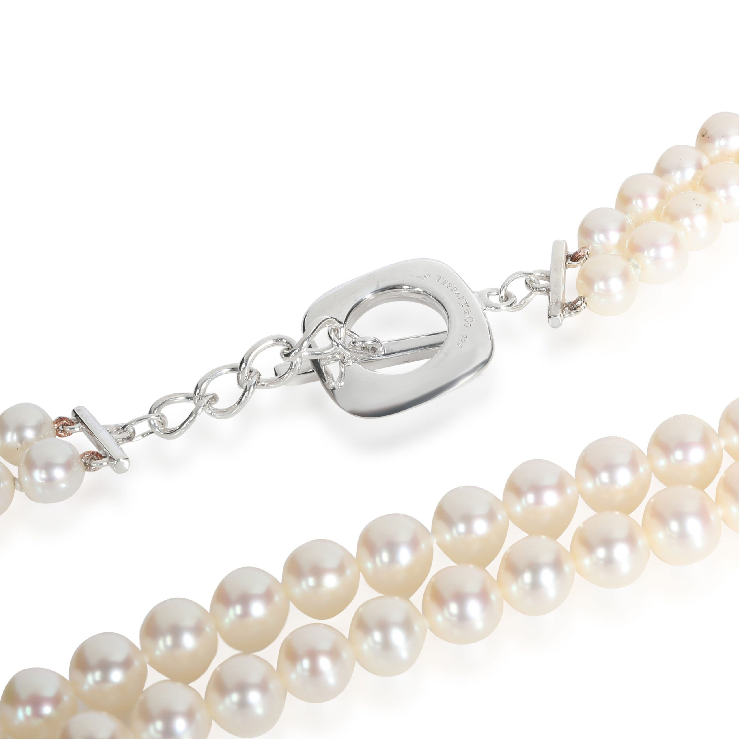 Tiffany & Co. Double Row Pearl Necklace in Sterling Silver Jewelry
