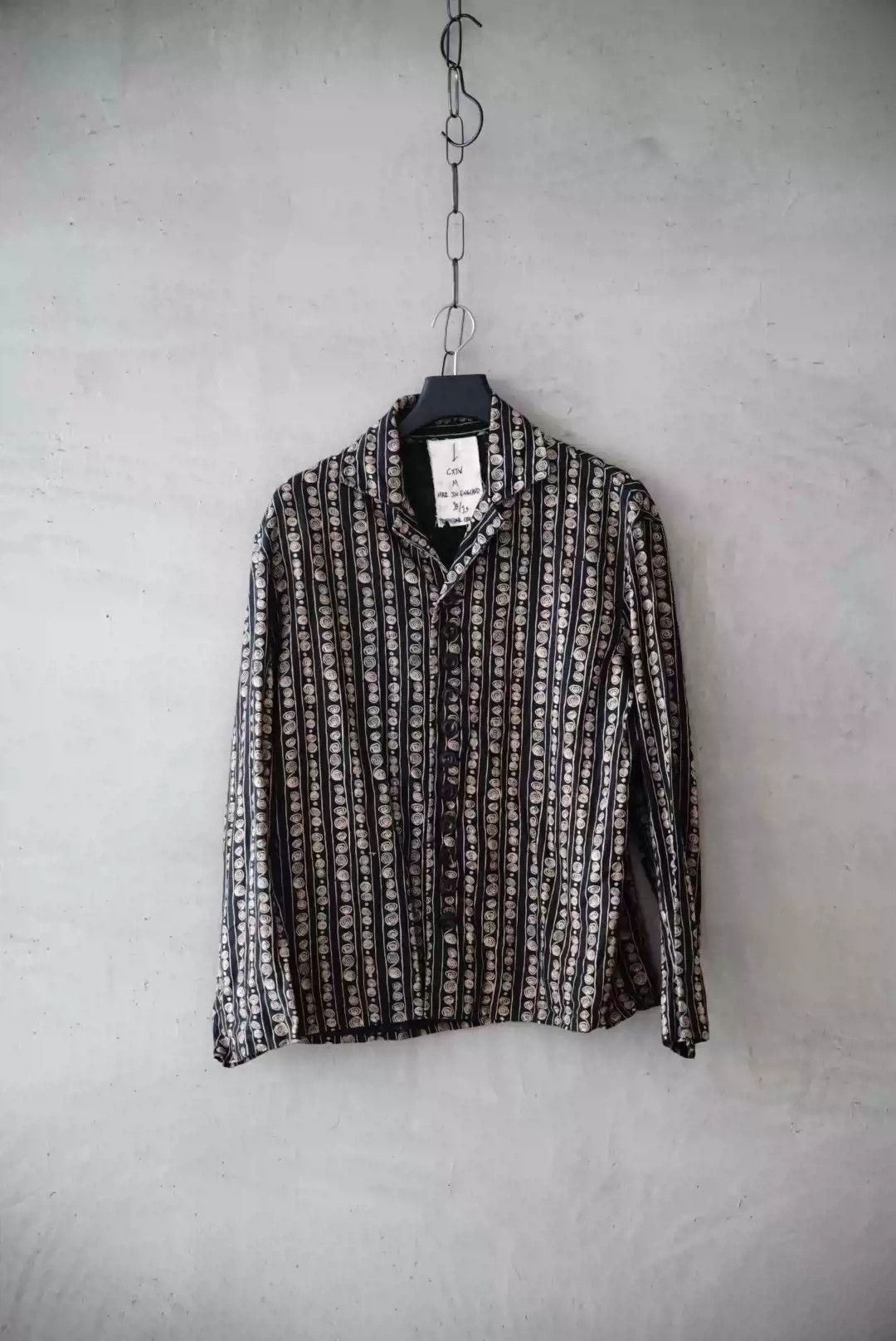 John Alexander Skelton Black brown totem linen shirt