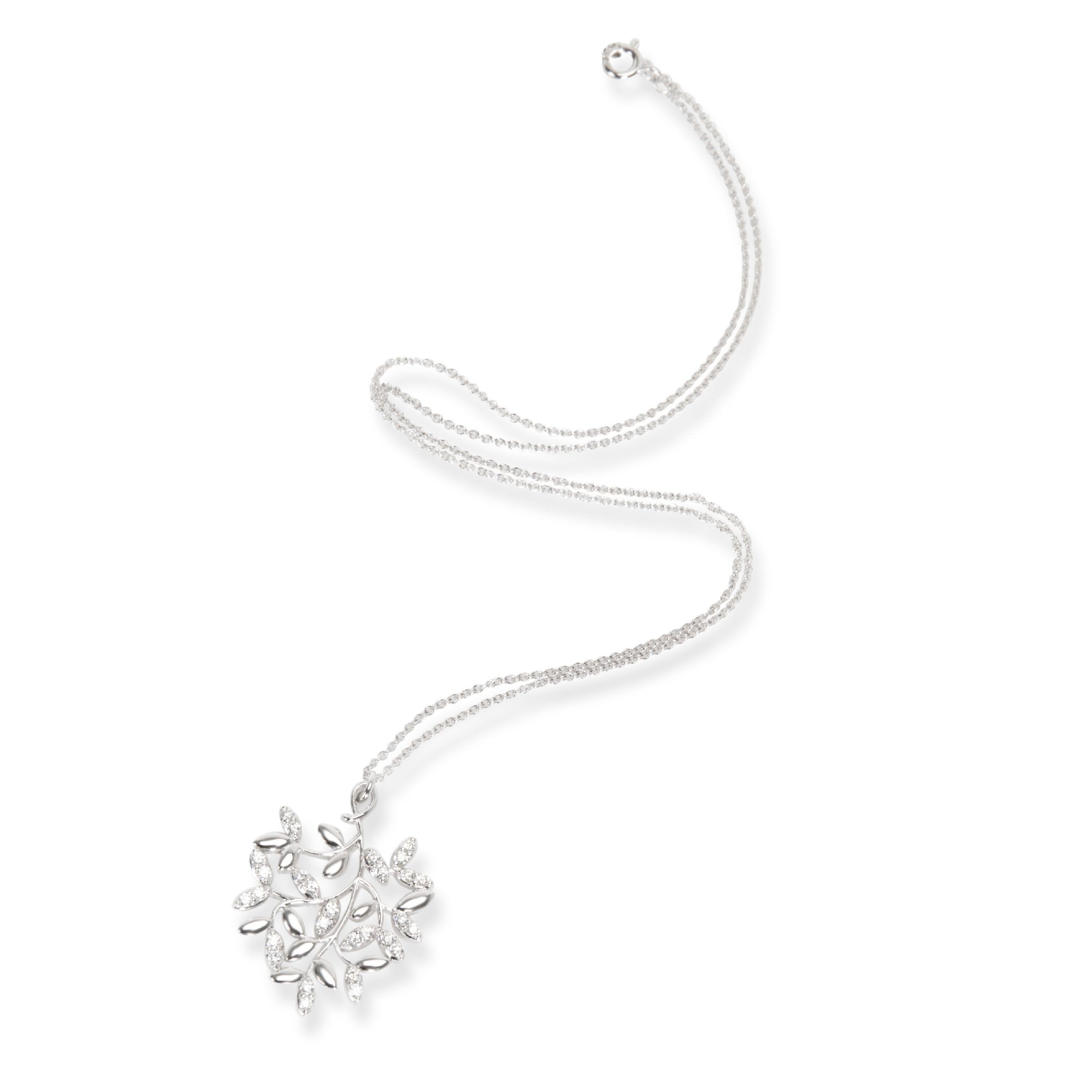 Tiffany & Co. Paloma Picasso Olive Leaf Diamond Necklace in 18KT Gold 0.28 CTW