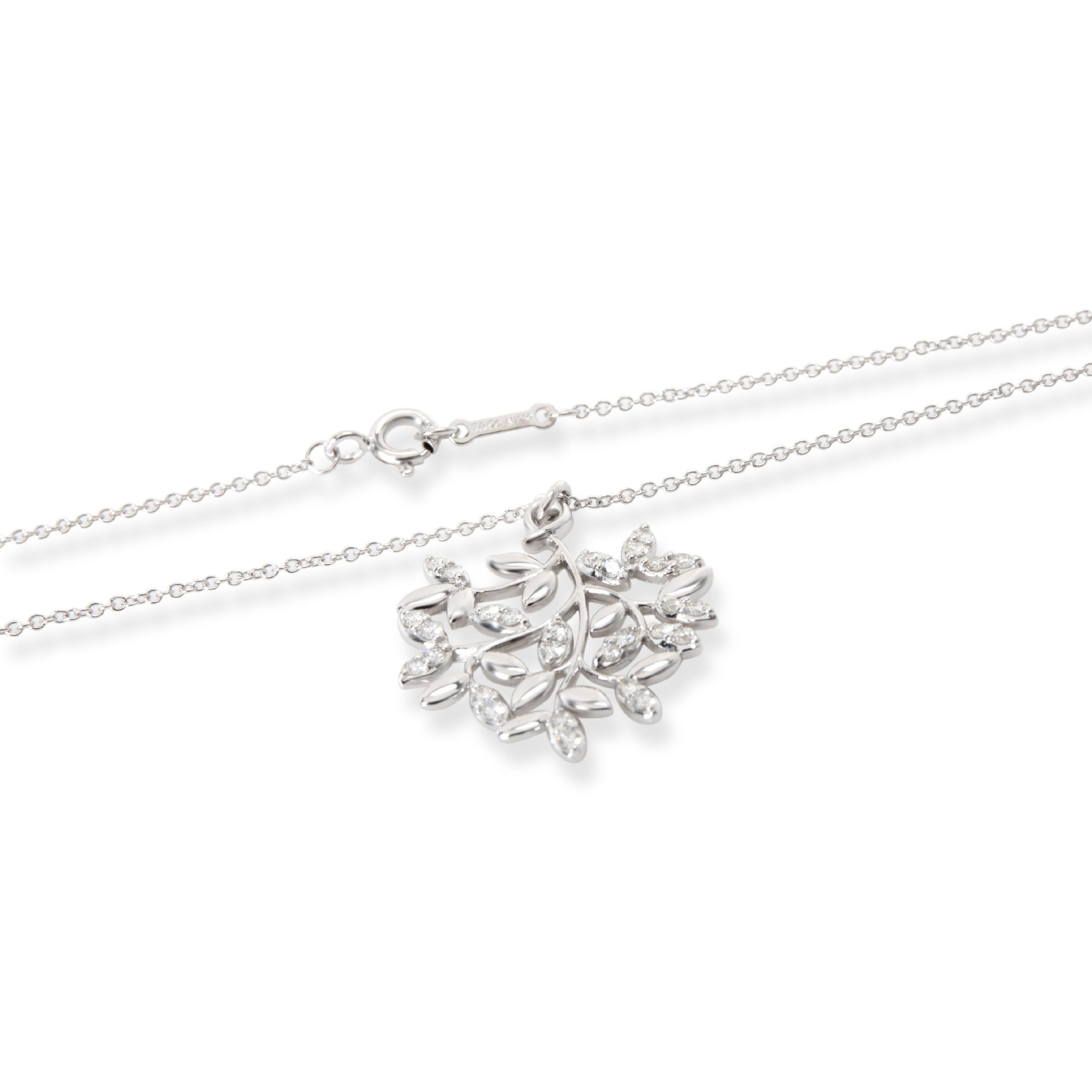 Tiffany & Co. Paloma Picasso Olive Leaf Diamond Necklace in 18KT Gold 0.28 CTW