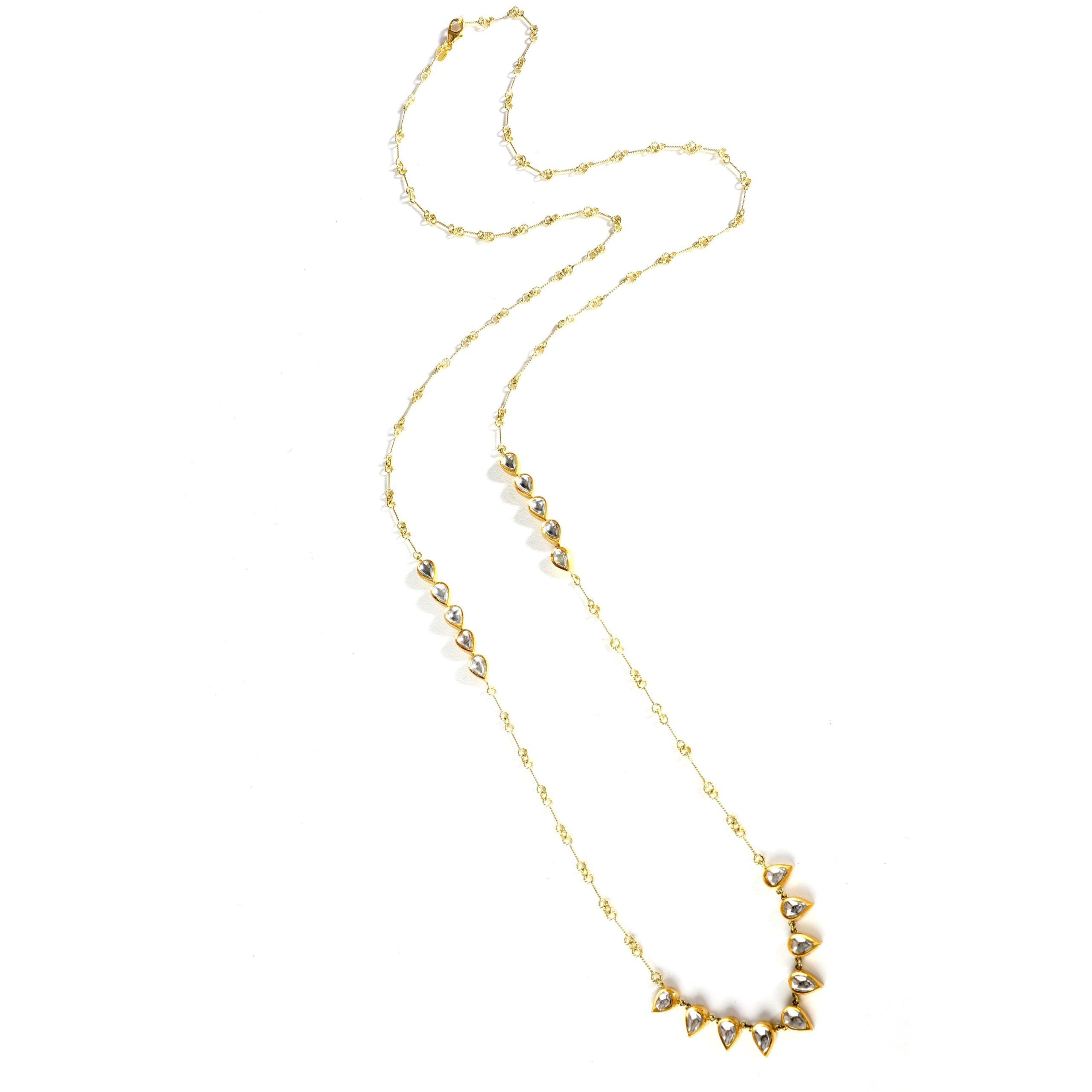 Tiffany & Co. Amrapali Diamond Kundan Teardrop Station Necklace in 18K Yellow Gold (3.73 ctw) Size ONE SIZE - 2 Preview
