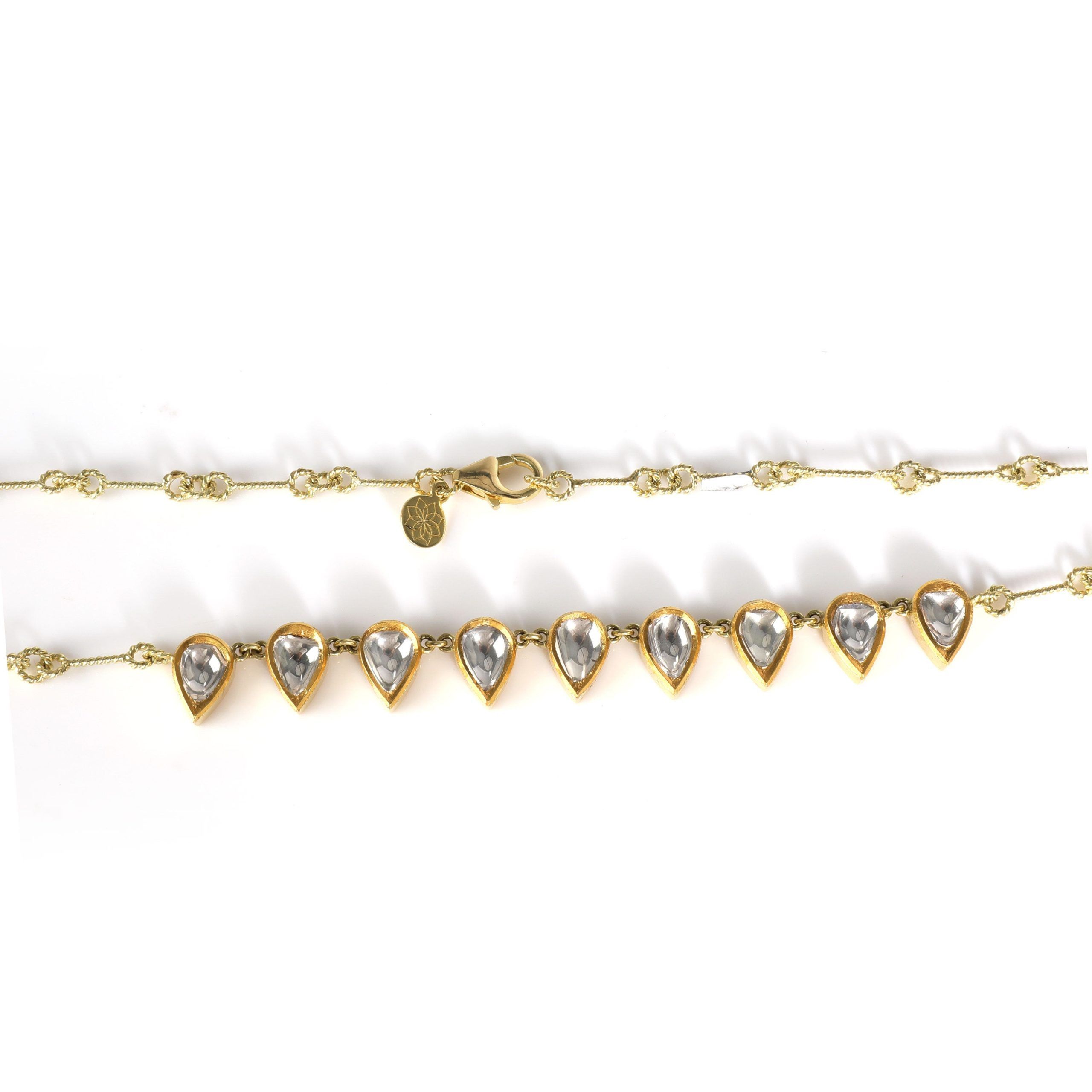 Tiffany & Co. Amrapali Diamond Kundan Teardrop Station Necklace in 18K Yellow Gold (3.73 ctw) Size ONE SIZE - 3 Preview