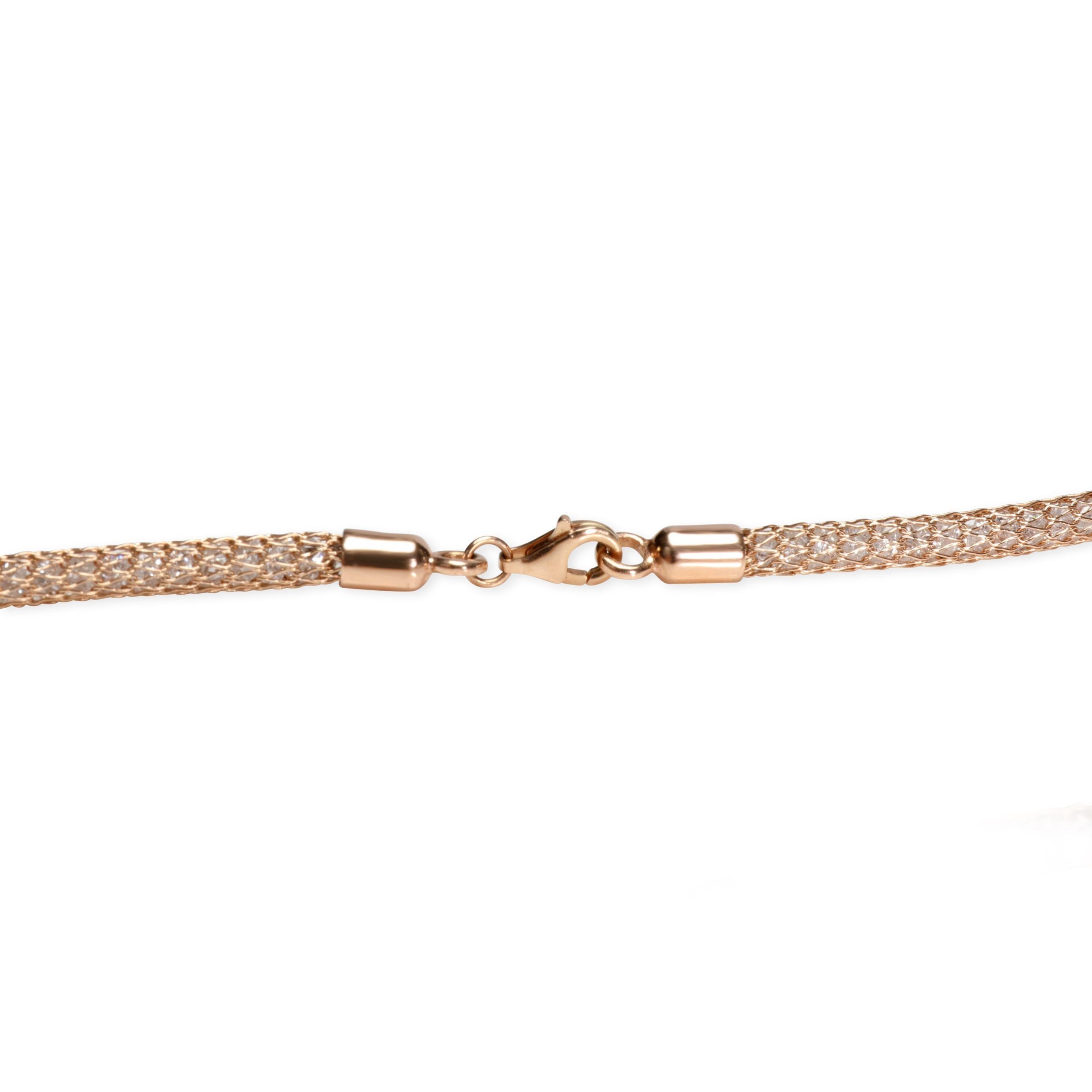 Created Sapphire NaHoku White Sapphire Filled Mesh Necklace in 14K Rose Gold