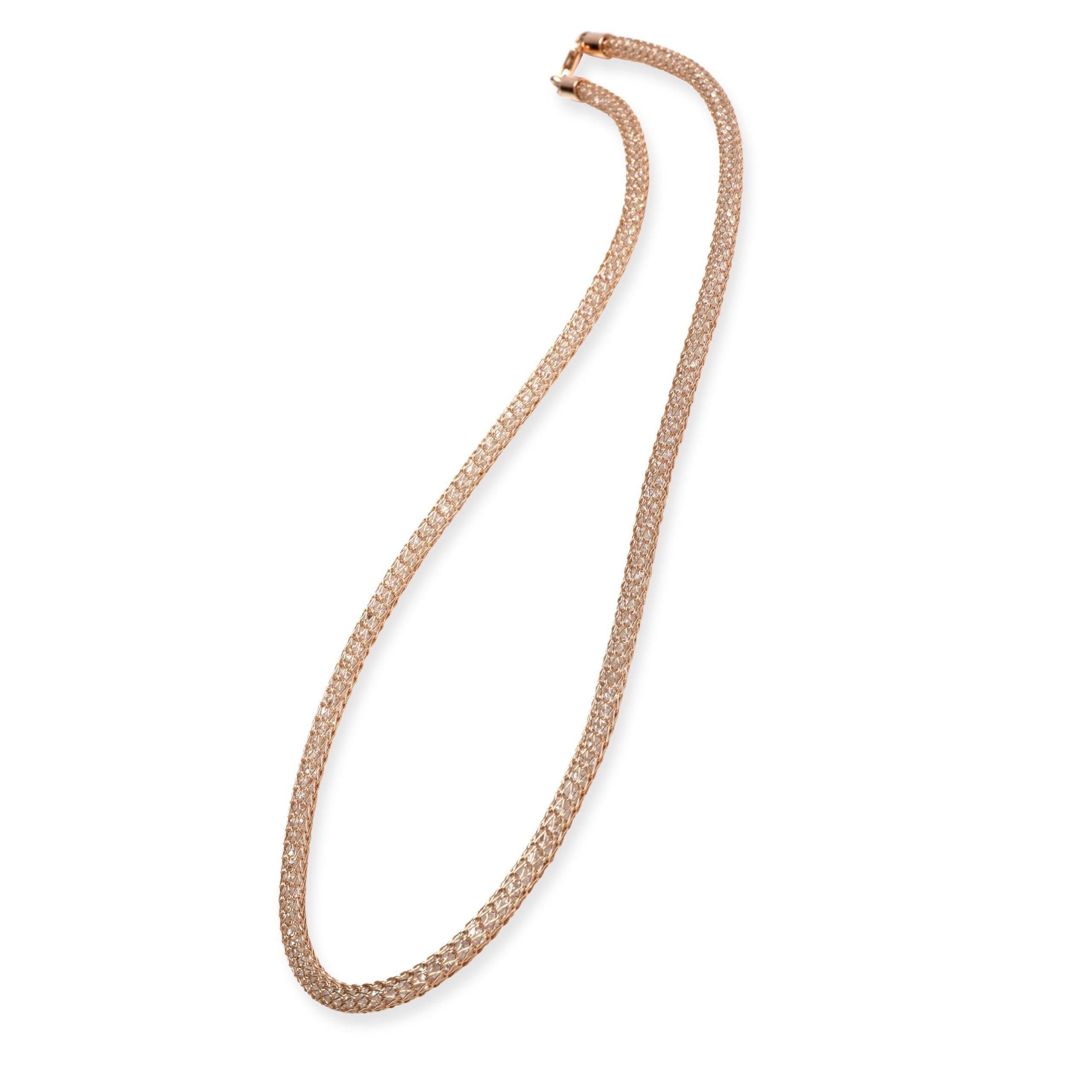 Created Sapphire NaHoku White Sapphire Filled Mesh Necklace in 14K Rose Gold