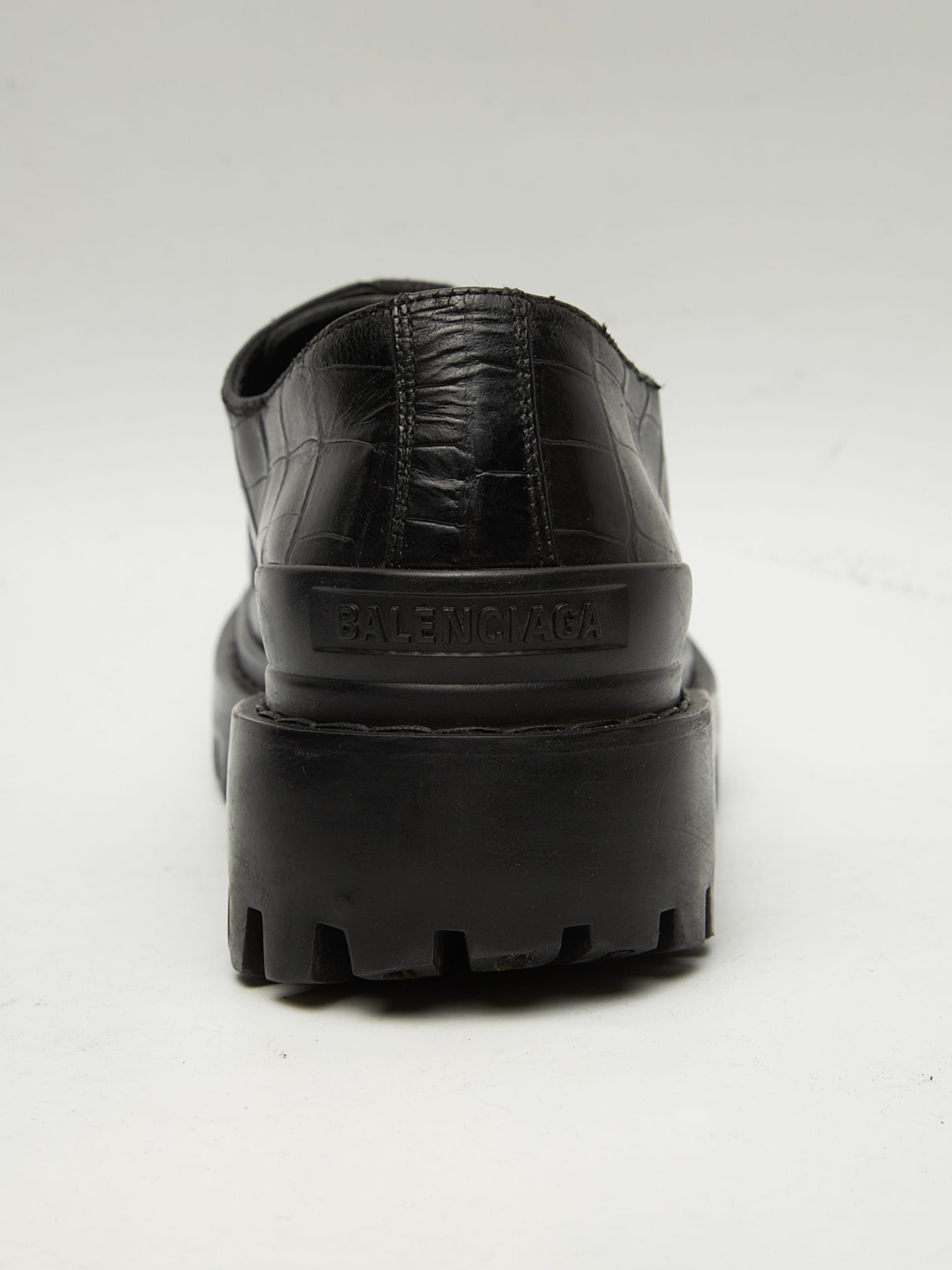 Balenciaga Black Croco Effect Calf Leather Strike Derby Size US 10 / EU 43 - 6 Thumbnail