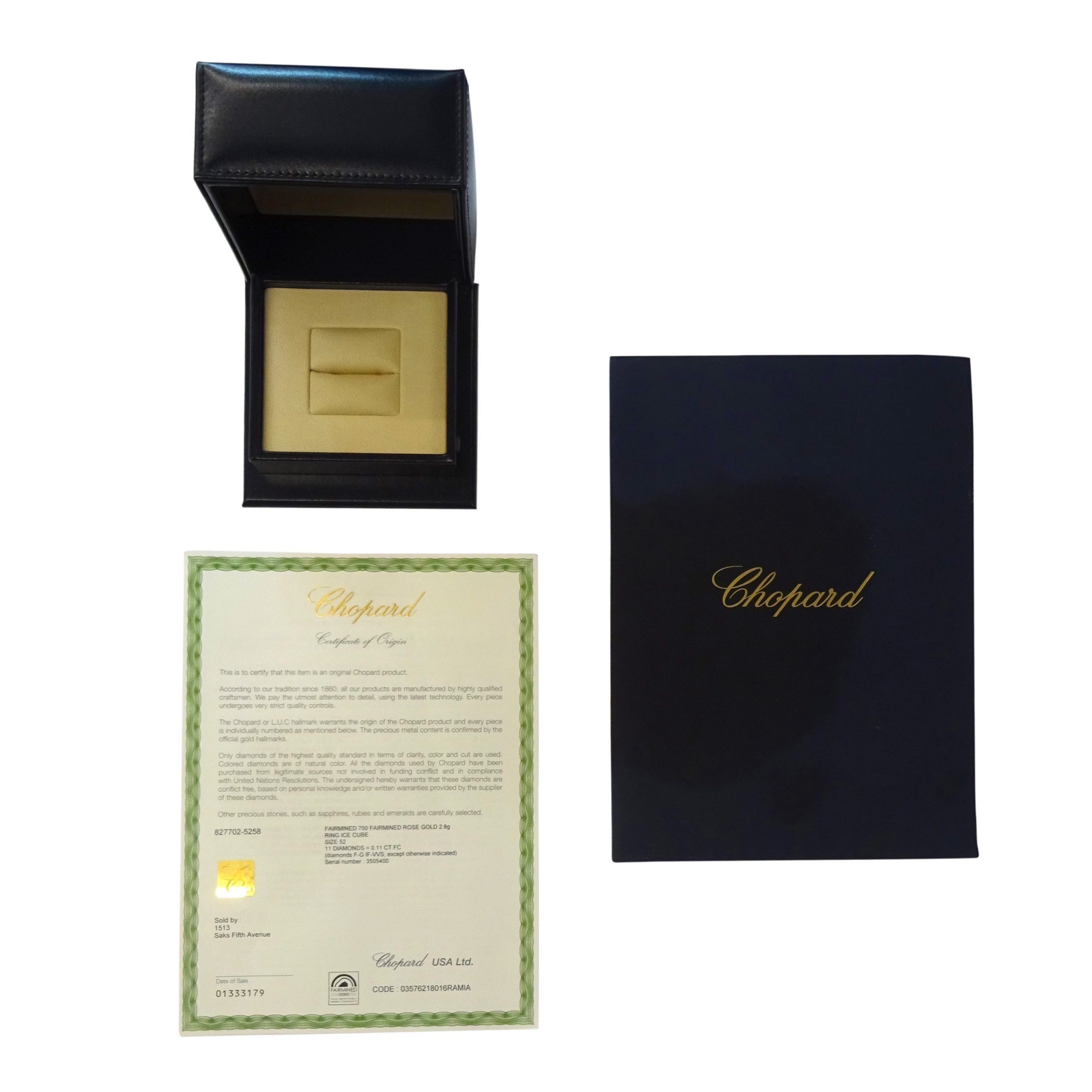 Chopard Ice Cube Pure Diamond Ring in 18K Rose Gold 0.11 ctw