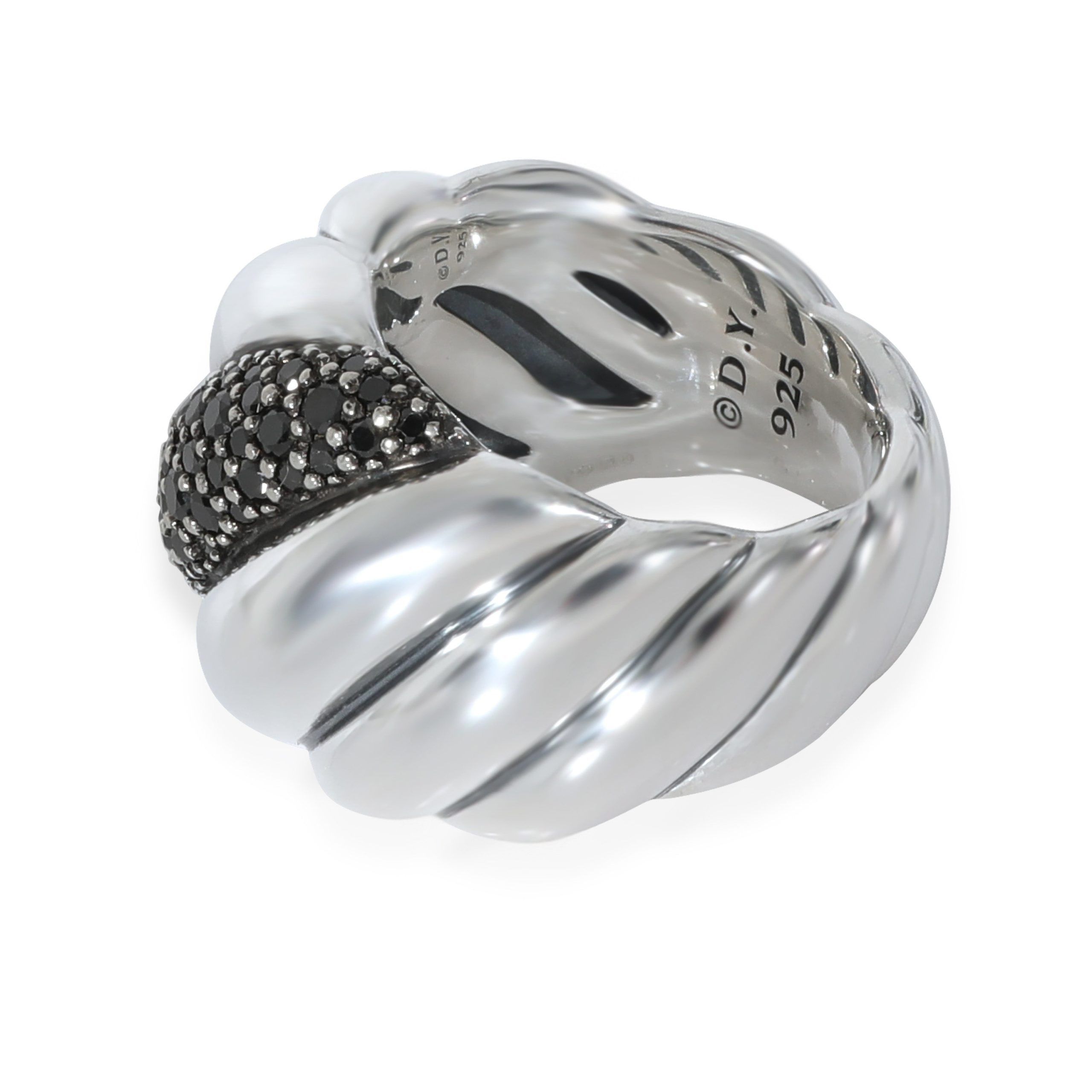 David Yurman Hampton Cable Ring With Black Diamonds in Sterling