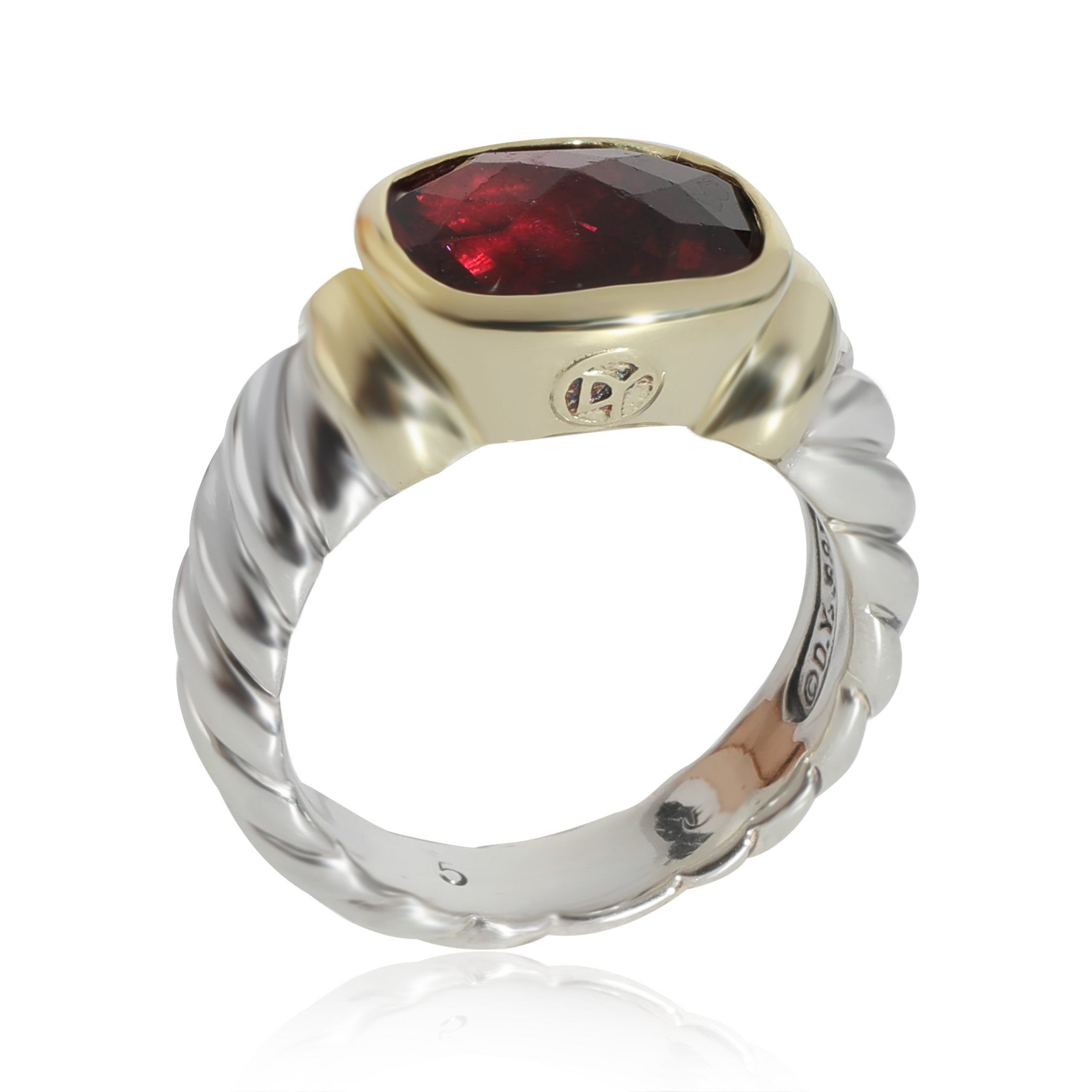 David Yurman Cable Garnet Ring in 14k Yellow Gold/Sterling Silver