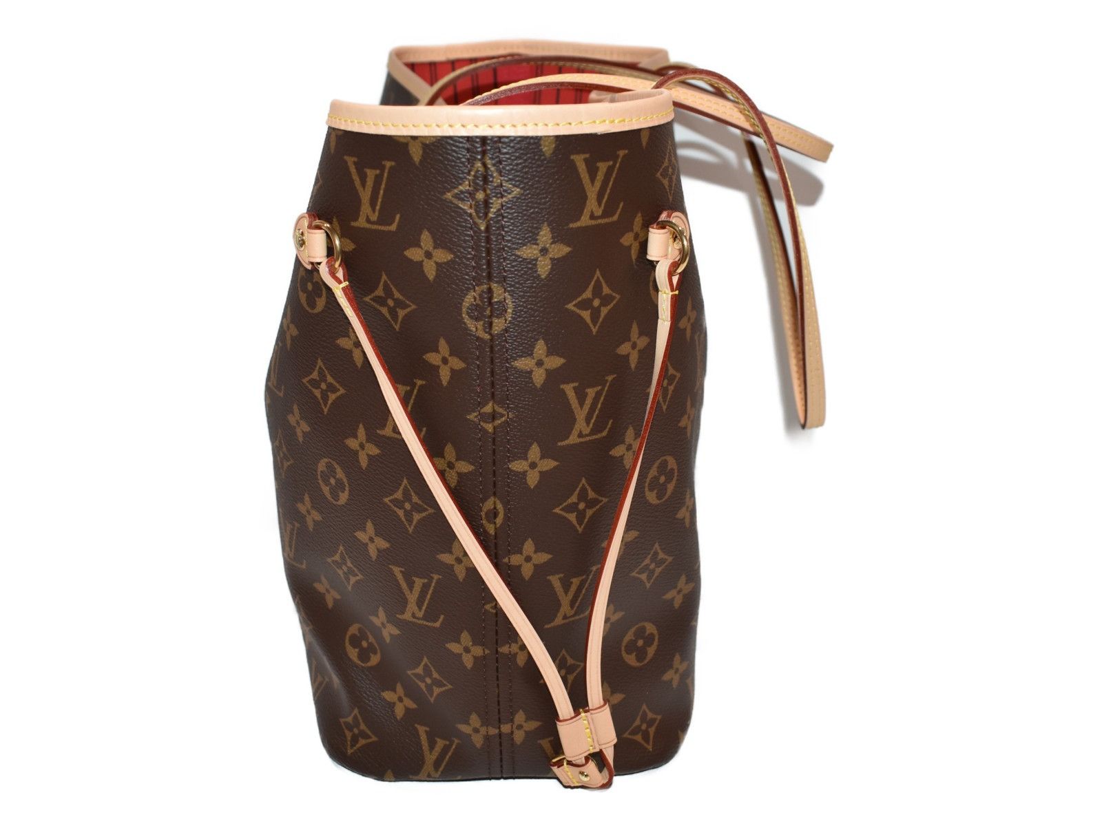 Louis Vuitton Neverfull MM Monogram/Brown Coated Canvas Stylish Handbag