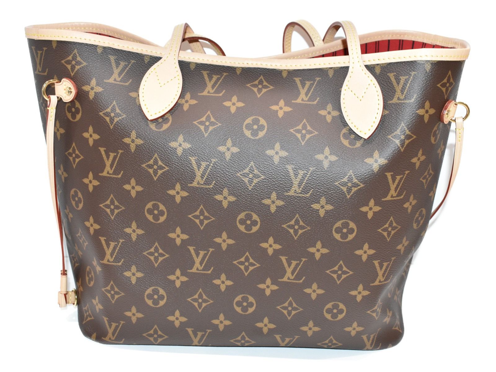 Louis Vuitton Neverfull MM Monogram/Brown Coated Canvas Stylish Handbag