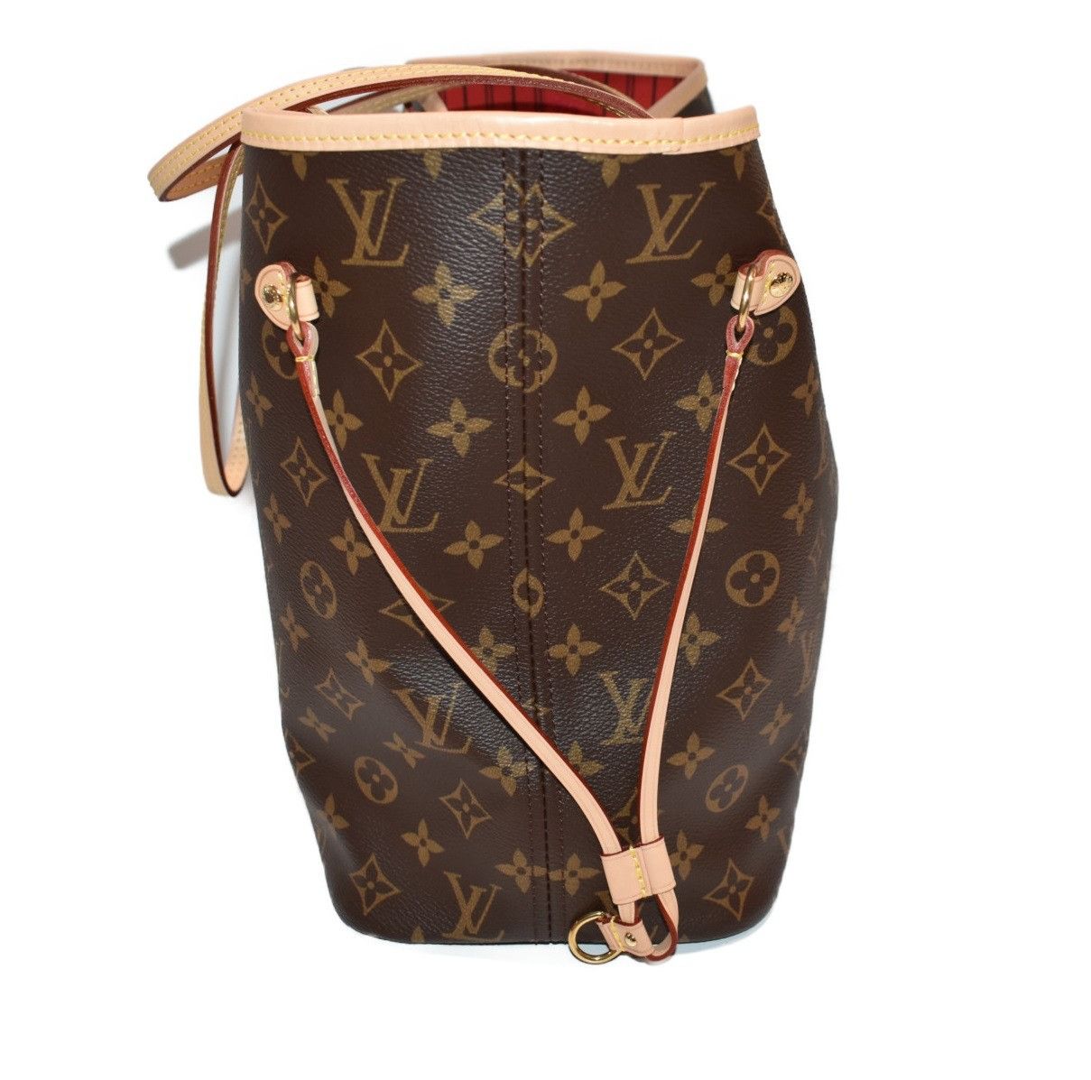 Louis Vuitton Neverfull MM Monogram/Brown Coated Canvas Stylish Handbag