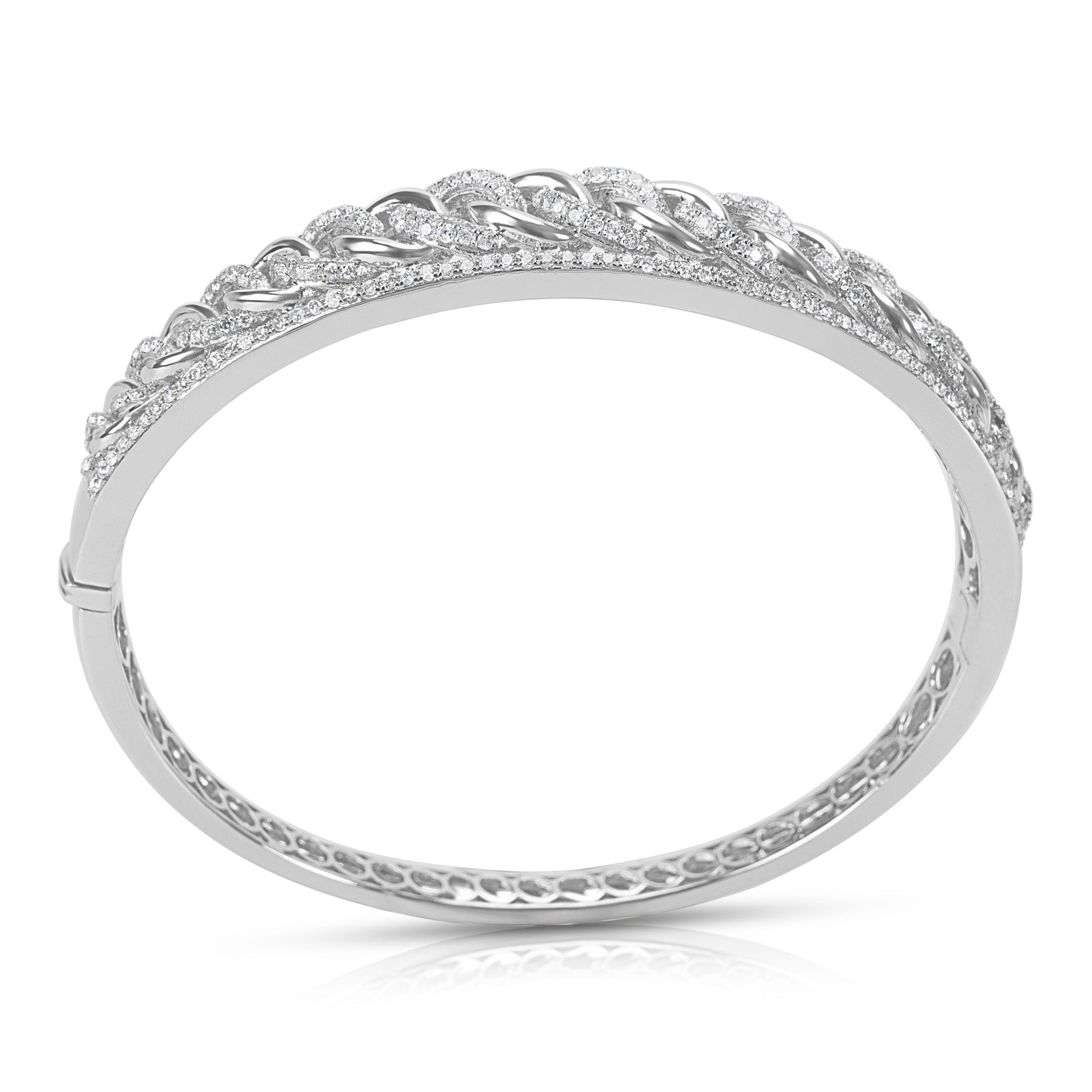 18k White Gold Interlocking Circle Hinged Bangle 2.52 ctw