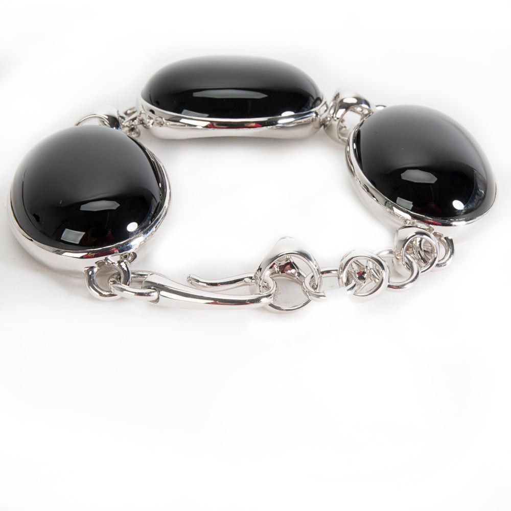 Di Modolo Black Agate Bracelet in Plated Rhodium MSRP 400