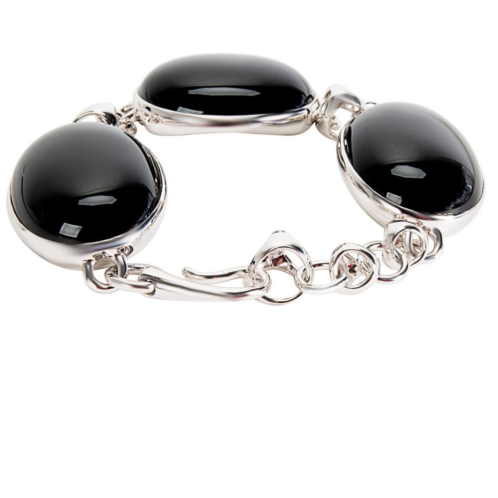 Di Modolo Black Agate Bracelet in Plated Rhodium MSRP 400