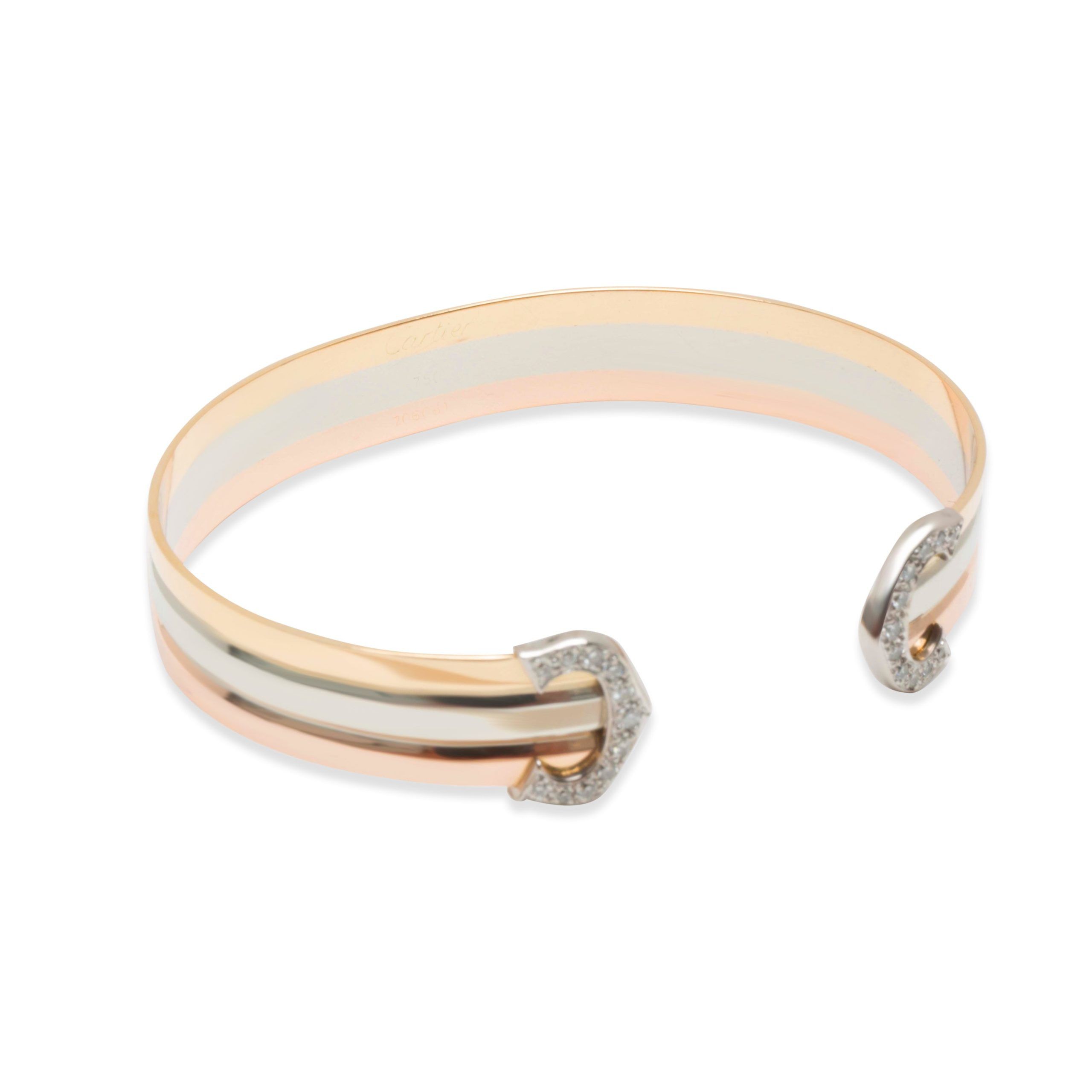 Cartier Diamond C Cuff Bracelet in 18K Yellow, White & Rose Gold (0.25 ctw)