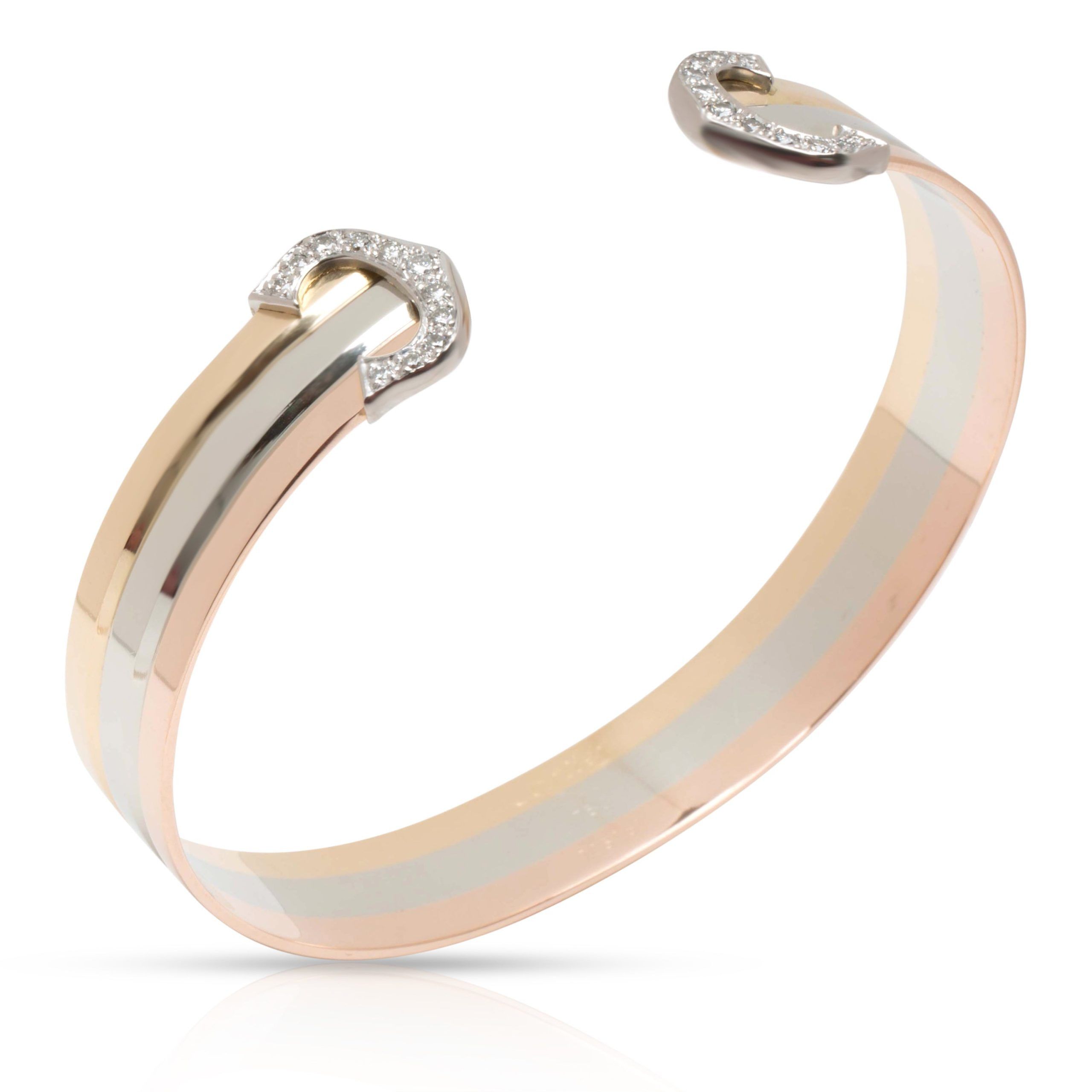 Cartier Diamond C Cuff Bracelet in 18K Yellow, White & Rose Gold (0.25 ctw)