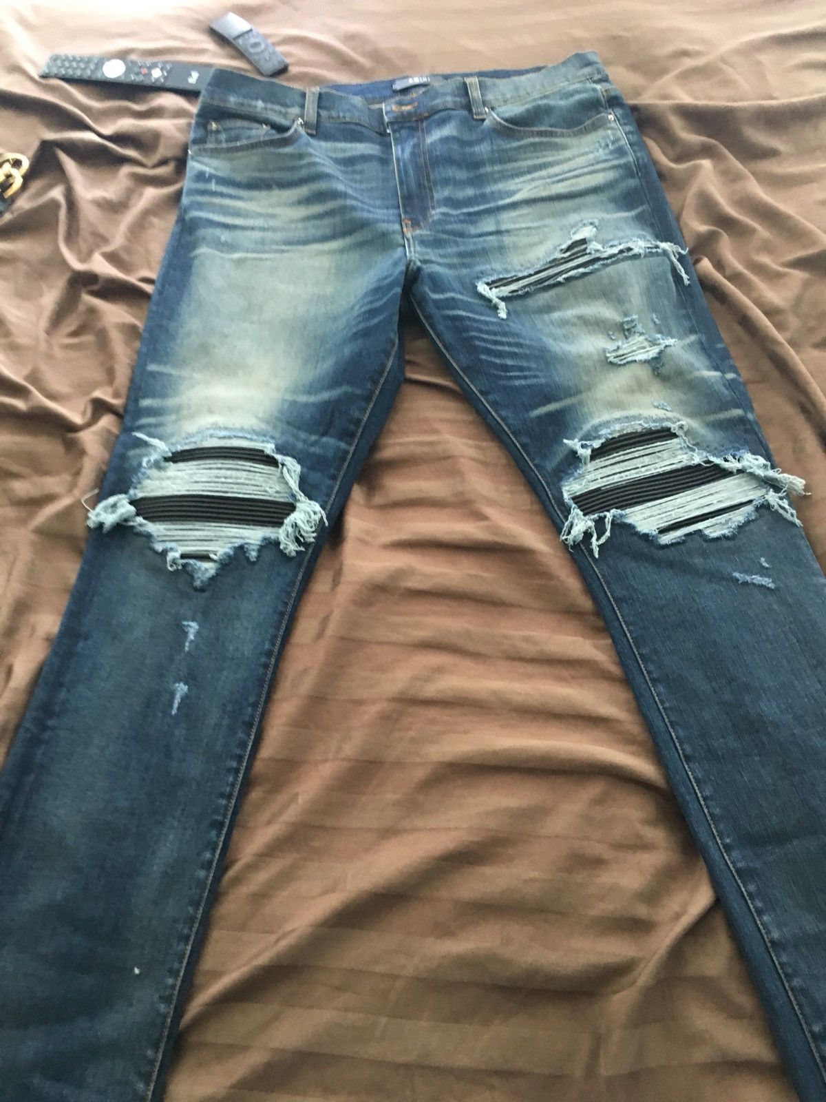 Amiri MX1 Leather Patch Jeans Deep Classic Indigo