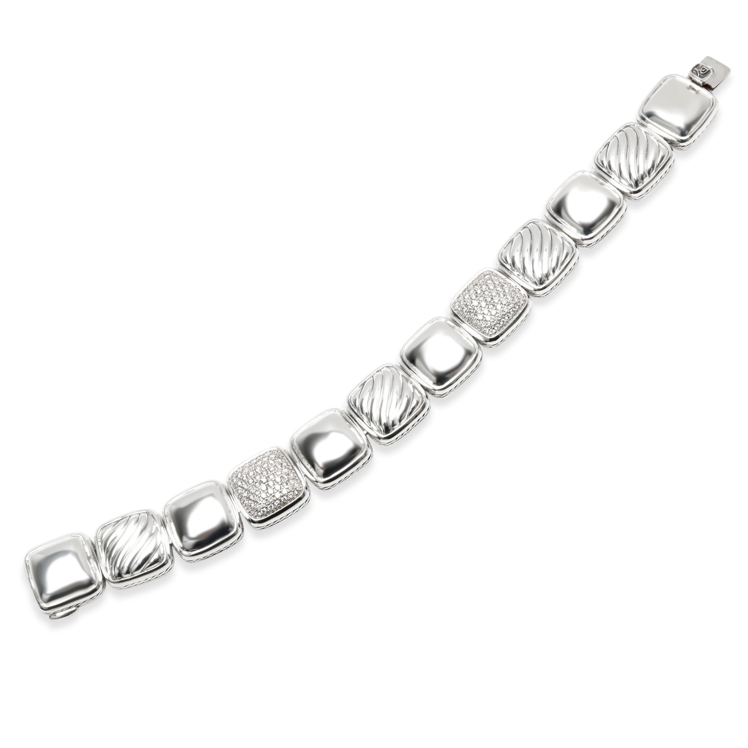 David Yurman David Yurman Chiclet Diamond Bracelet in Sterling Silver 1.75 CTW Size ONE SIZE - 2 Preview