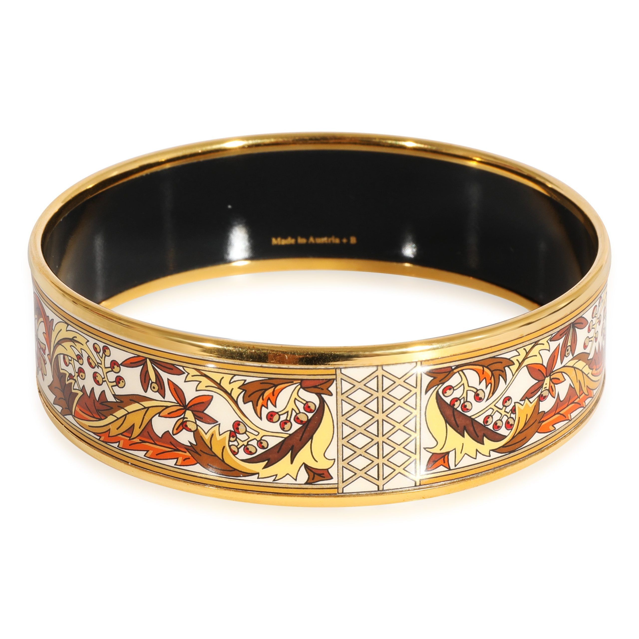 Hermès Plated Enamel Bracelet with Scrolling Leaves & Berry Clusters (62mm)
