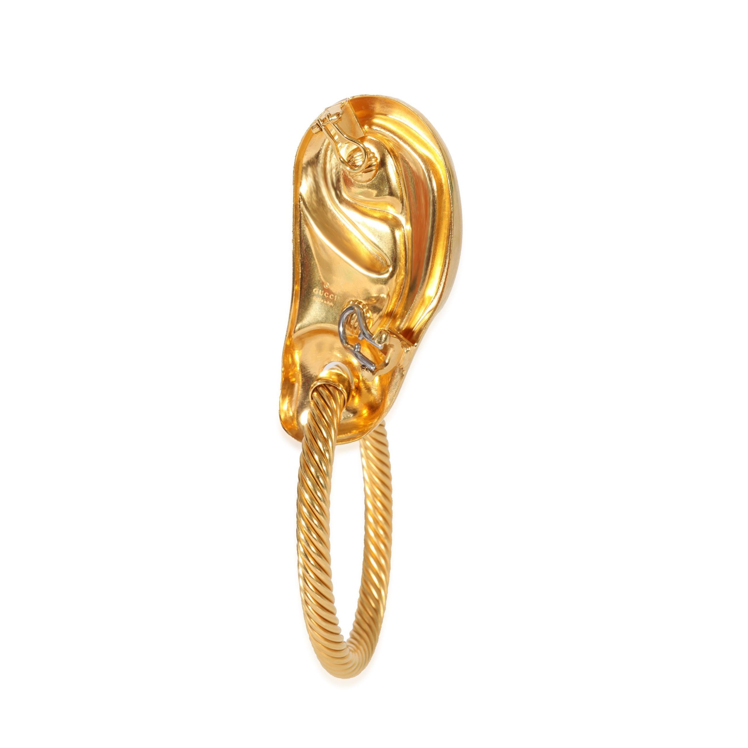 Gucci Gucci Ear Shape Hoop Single Gold Plated Earring Size ONE SIZE - 3 Thumbnail