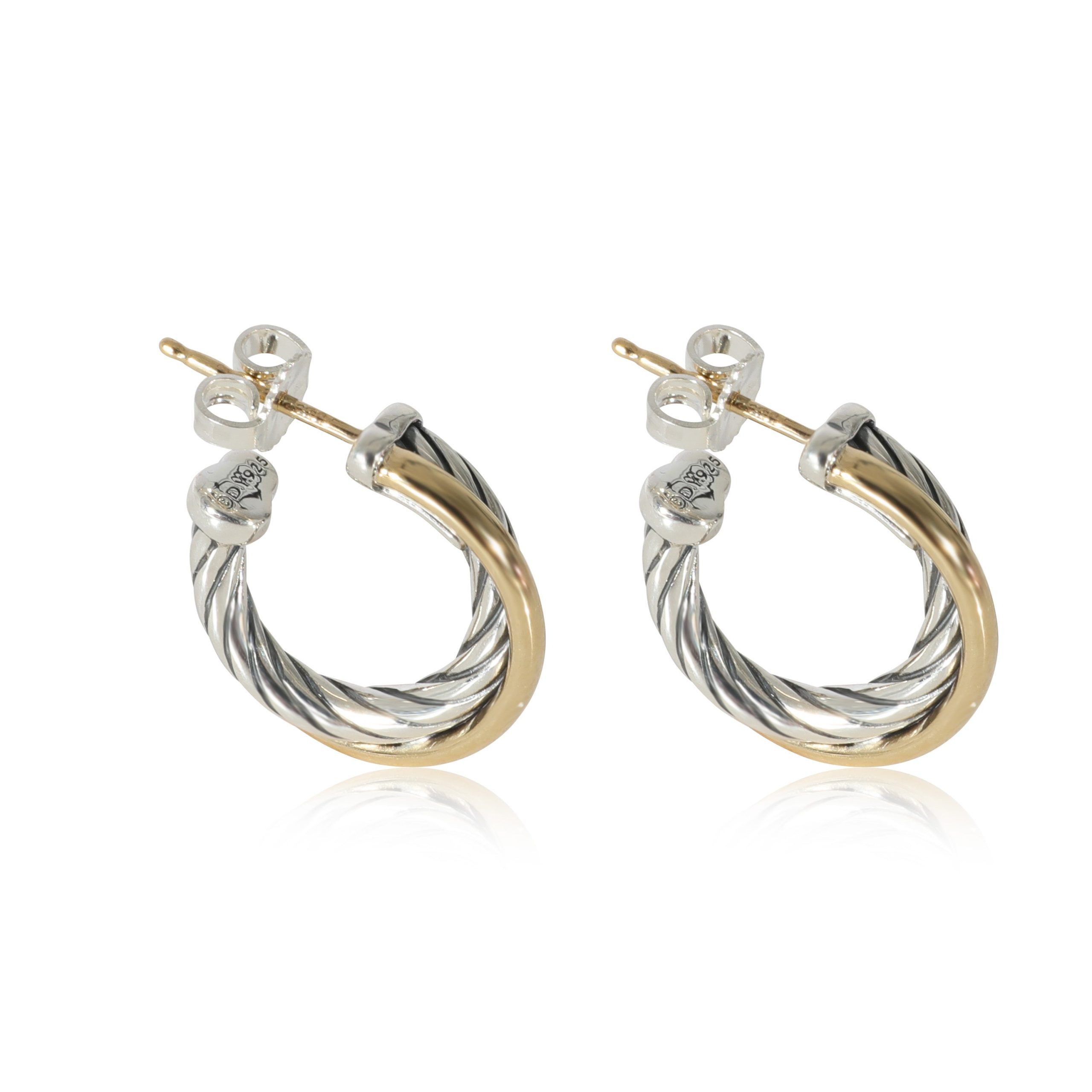 David Yurman David Yurman Small Crossover Hoop Earrings in Yellow Gold/Sterling Silver Size ONE SIZE - 2 Thumbnail