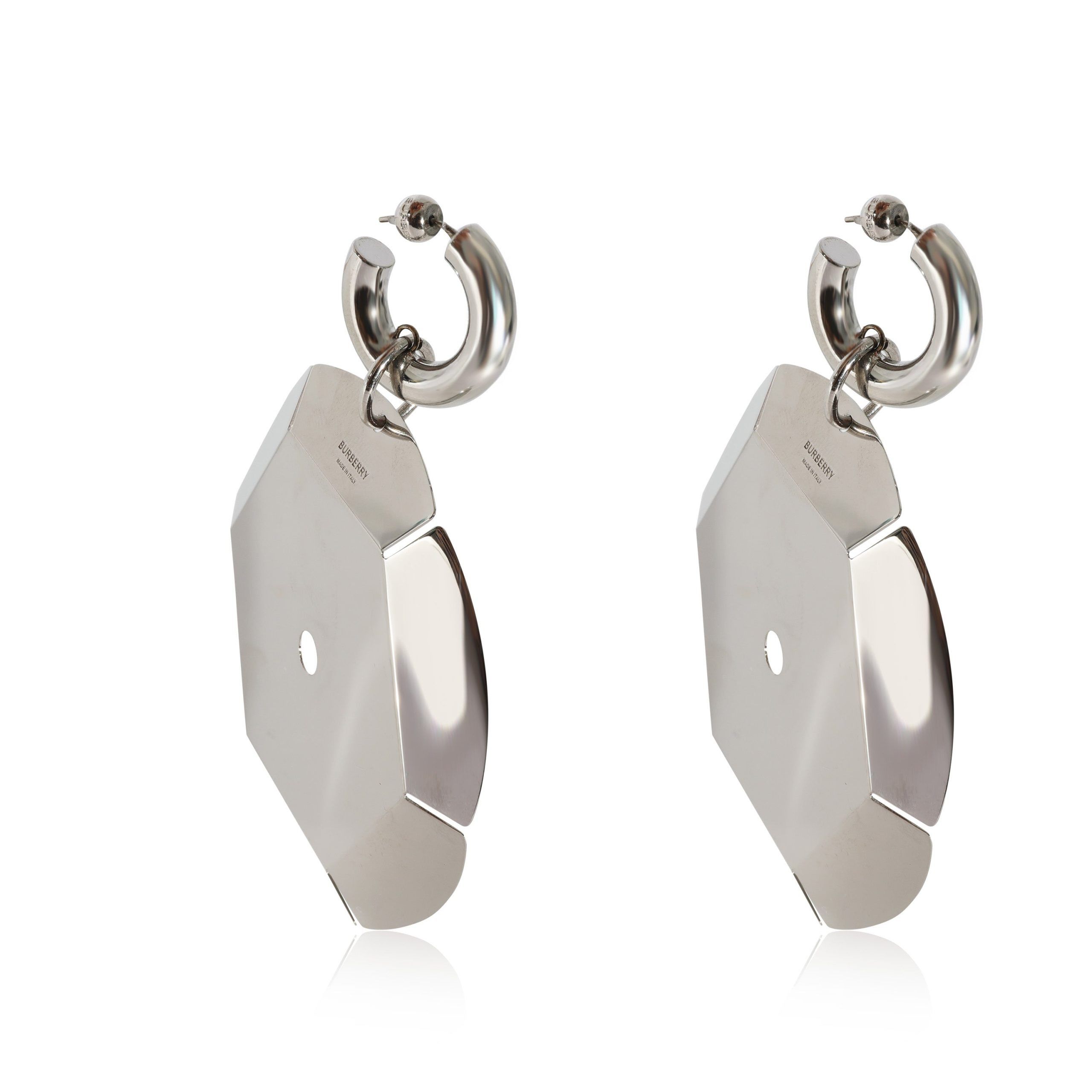 Burberry Burberry Paillettes Hoops With Large Drop Palladium Disc Plated Earrings Size ONE SIZE - 2 Thumbnail
