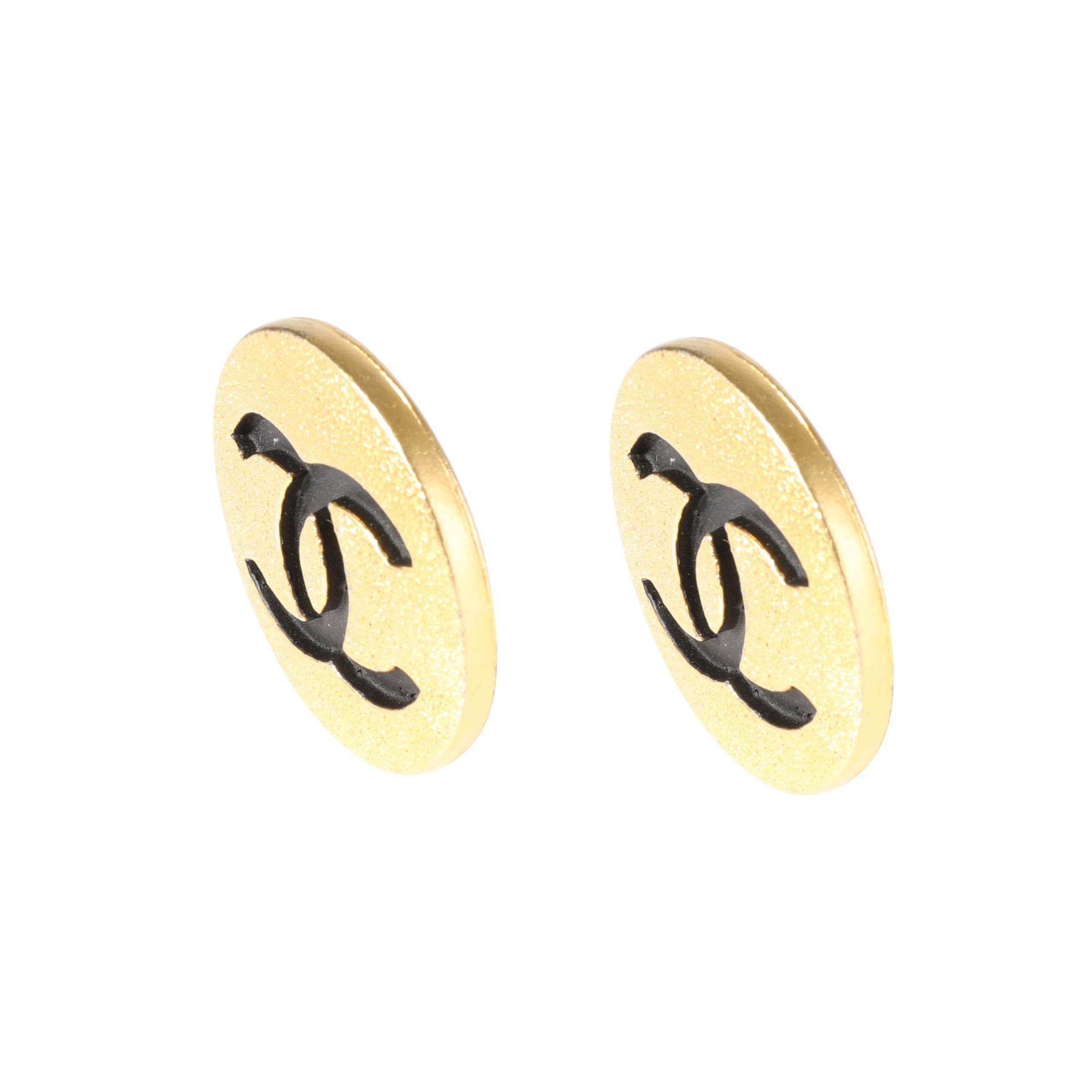 Chanel Gold Tone Chanel Large CC Button Earring Size ONE SIZE - 2 Thumbnail