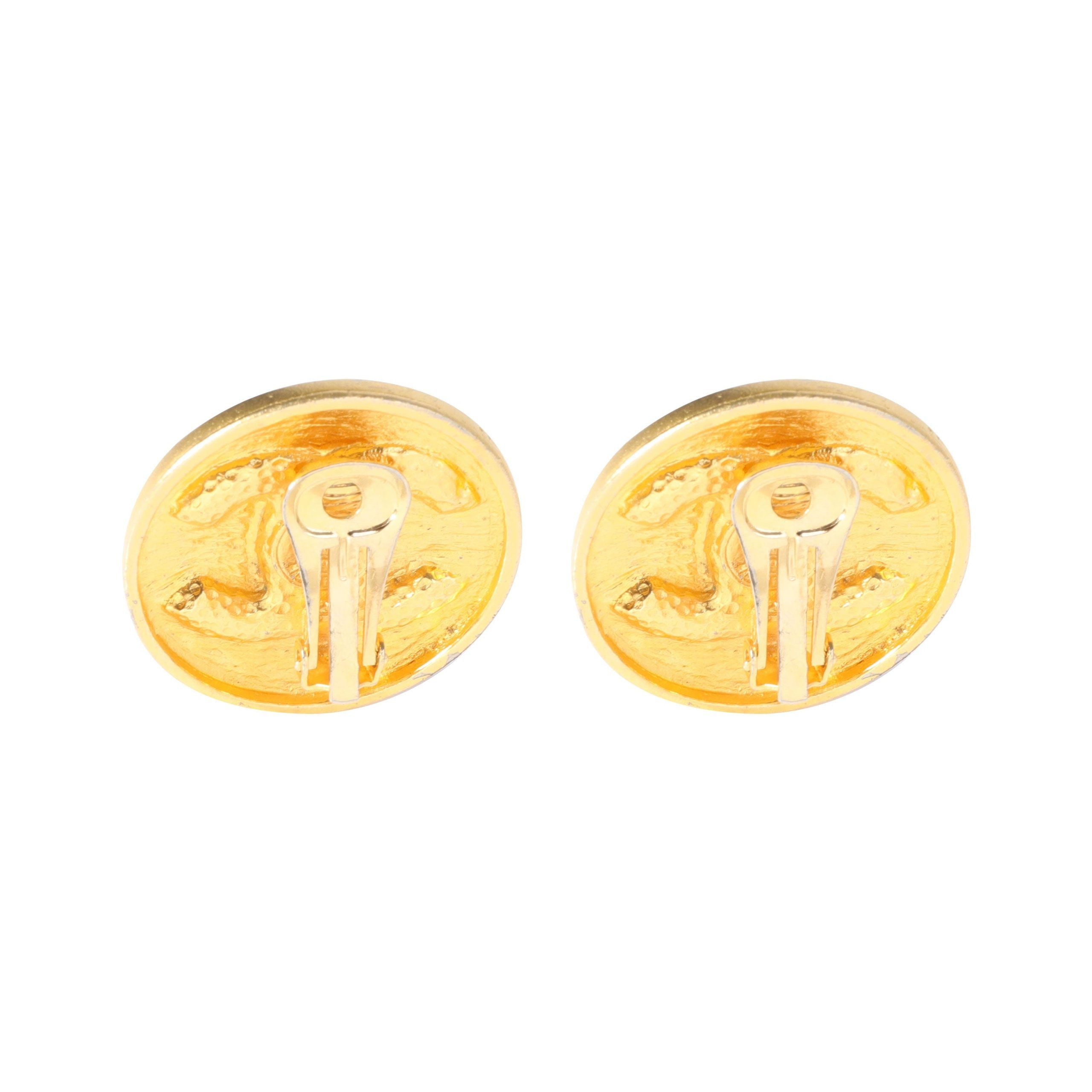 Chanel Gold Tone Chanel Large CC Button Earring Size ONE SIZE - 3 Thumbnail