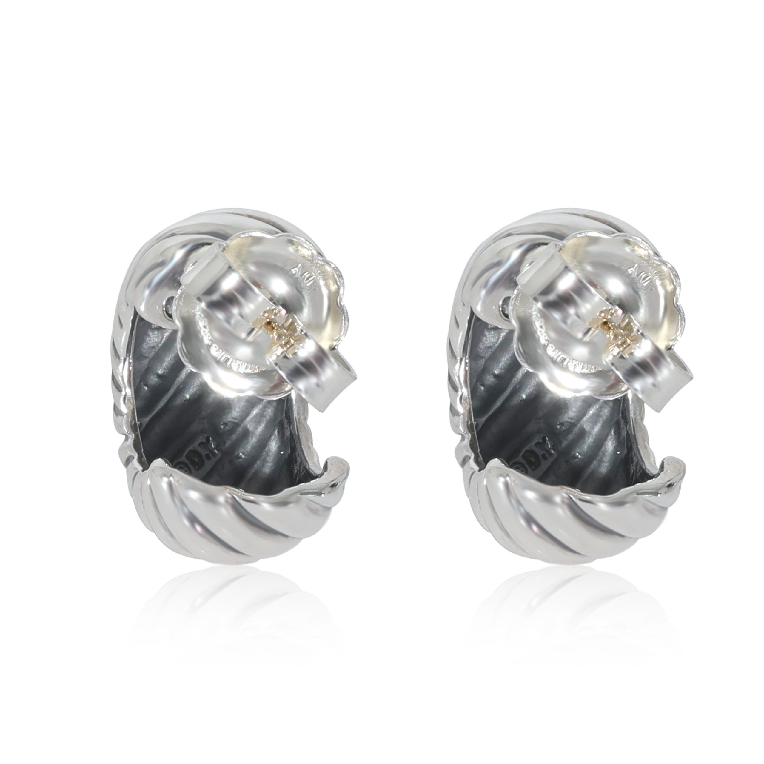 David Yurman David Yurman Cable Collection Small Huggie Earrings in Sterling Silver Size ONE SIZE - 3 Thumbnail