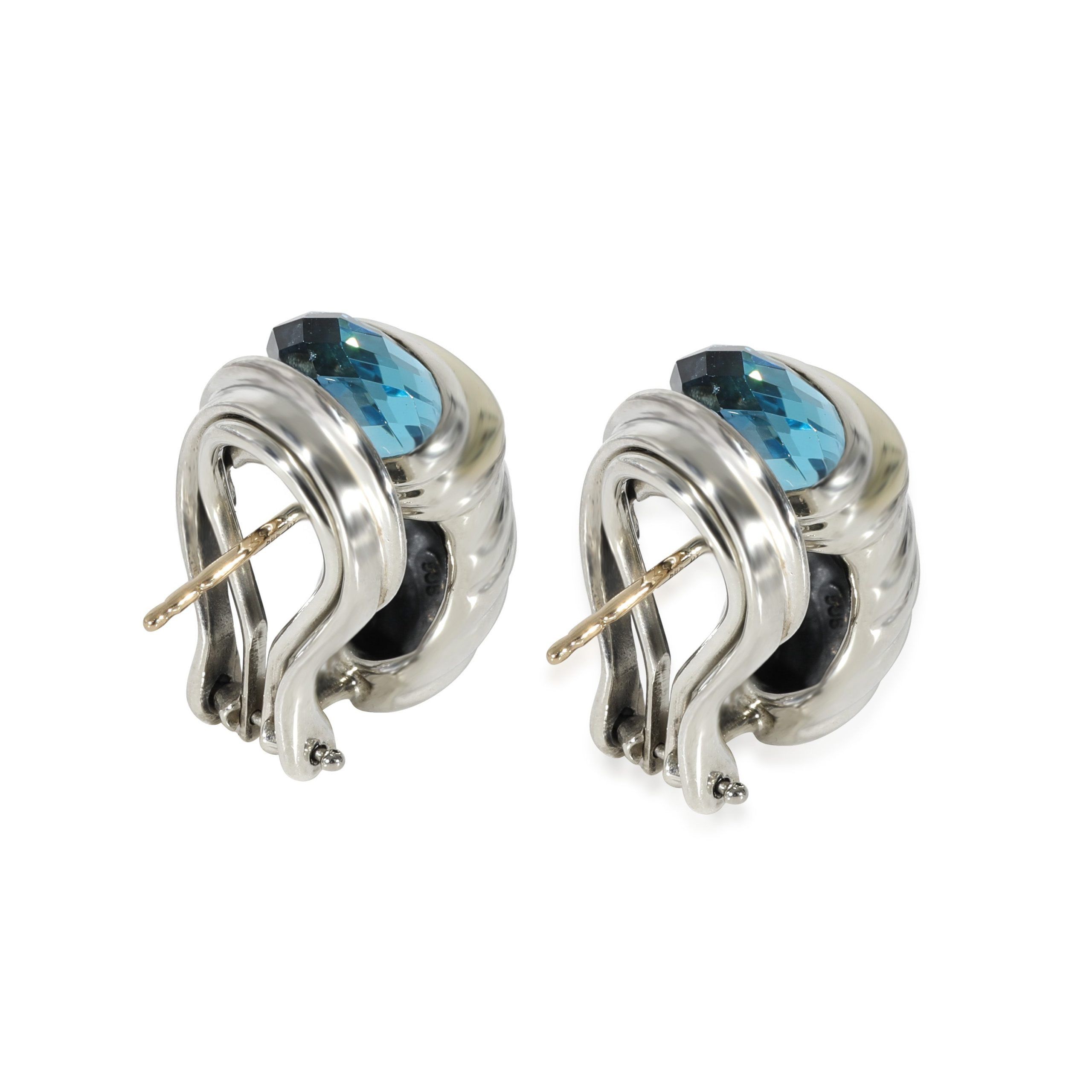 David Yurman David Yurman Blue Topaz Shrimp Earring in 14k Yellow Gold/Sterling Silver Size ONE SIZE - 3 Thumbnail