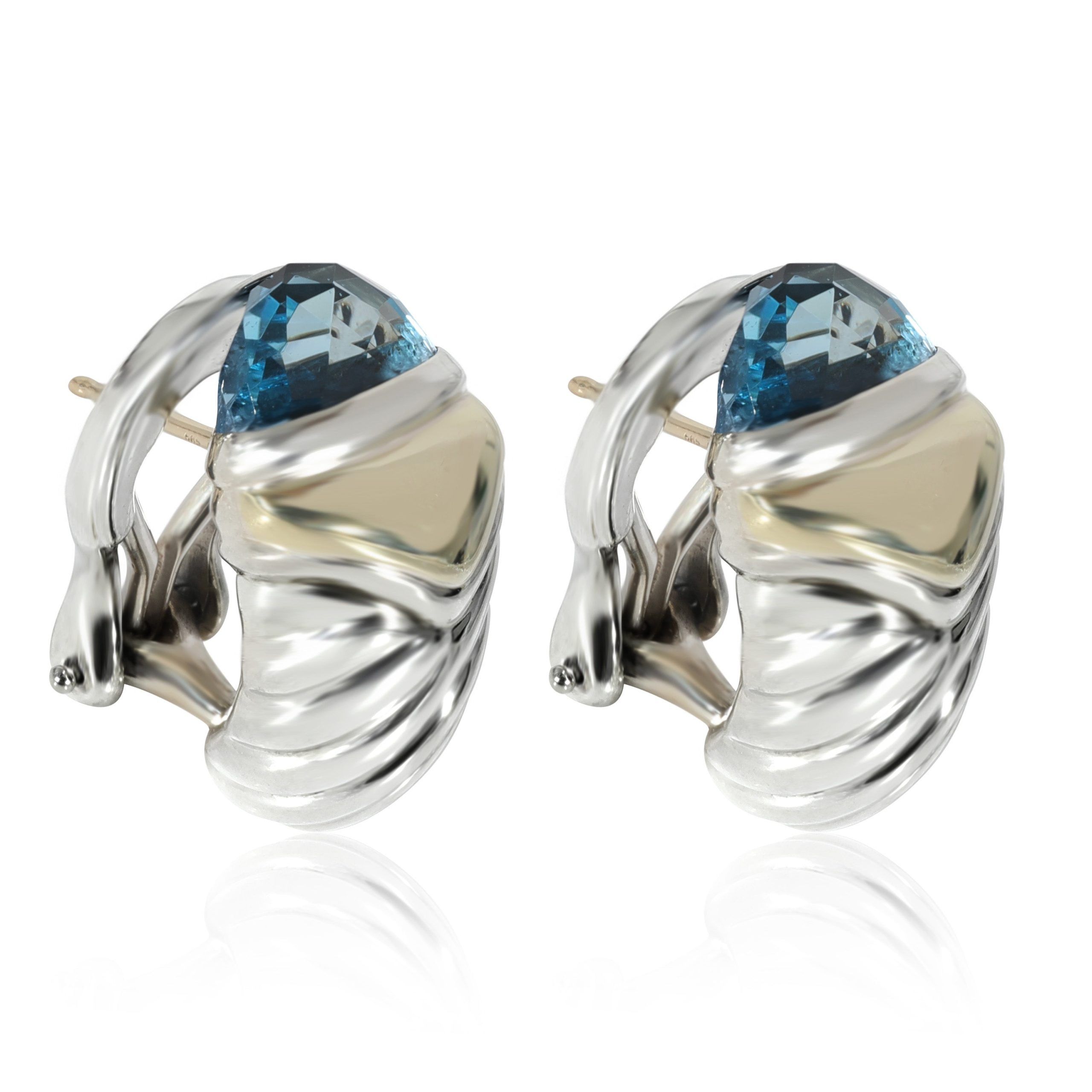 David Yurman David Yurman Blue Topaz Shrimp Earring in 14k Yellow Gold/Sterling Silver Size ONE SIZE - 2 Thumbnail