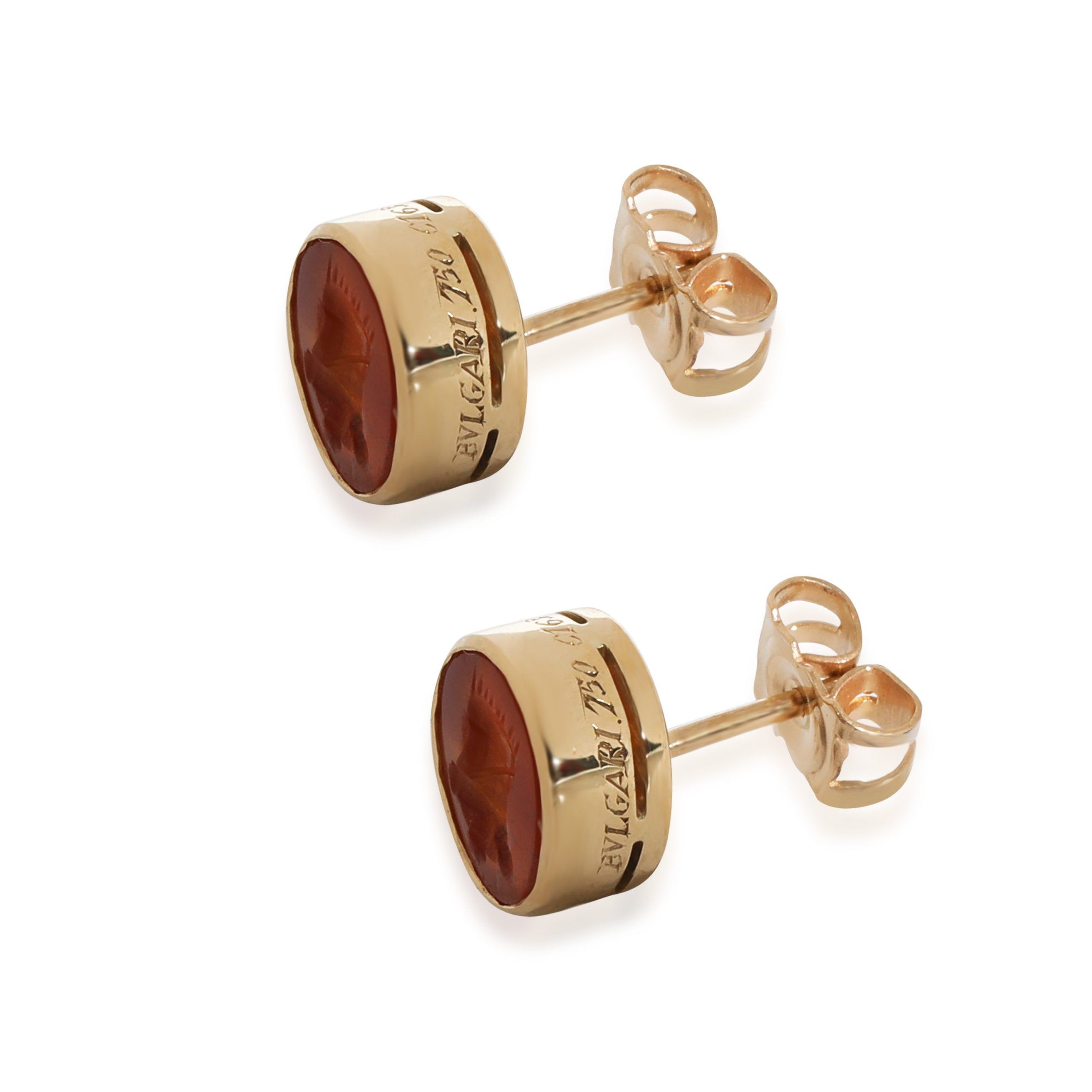 Bvlgari BVLGARI Vintage Carnelian Intaglio Ear Studs in 18k Yellow Gold Size ONE SIZE - 2 Thumbnail