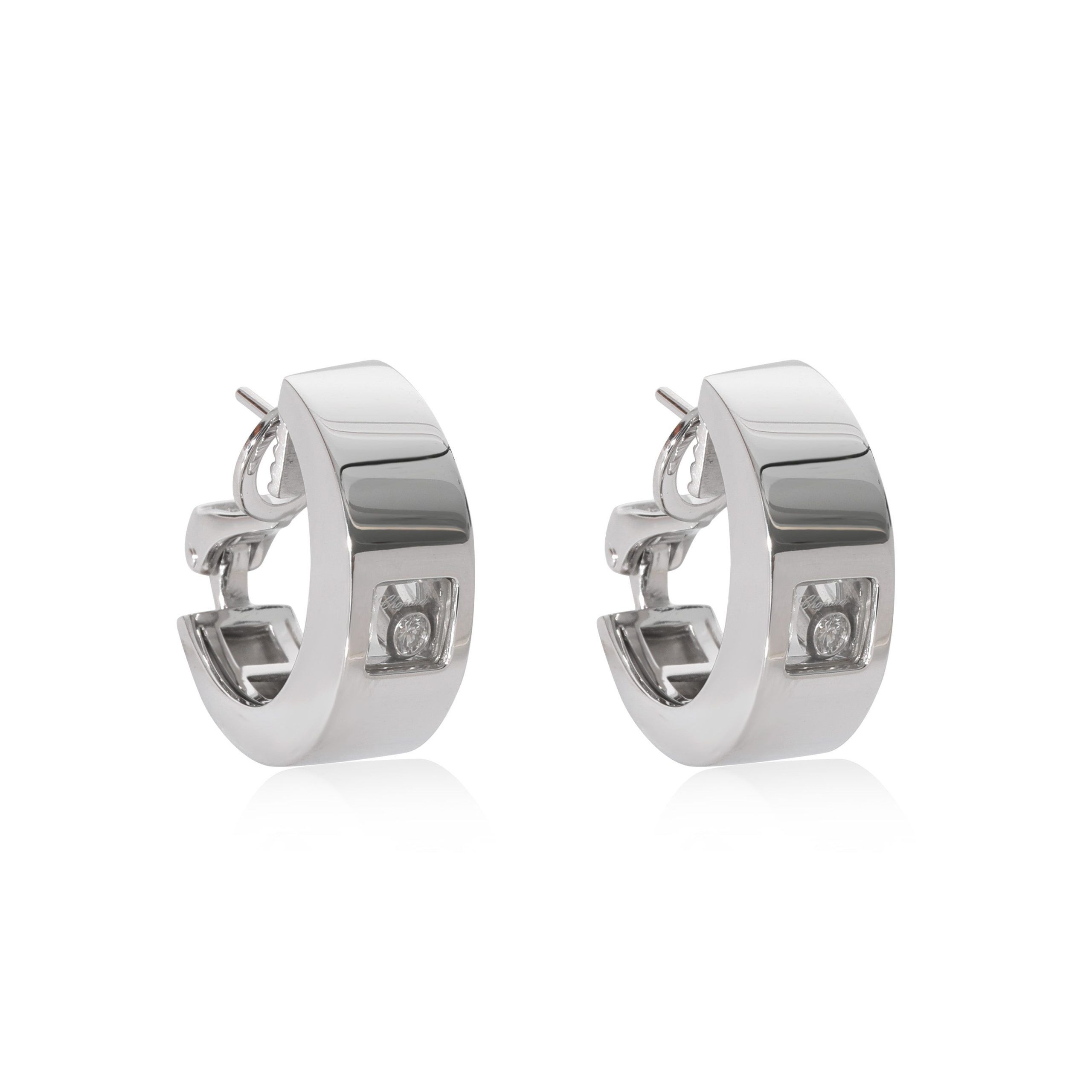 Chopard Chopard Happy Diamond Vintage Hoop Earrings in 18k White Gold 0.1 CTW Size ONE SIZE - 2 Thumbnail