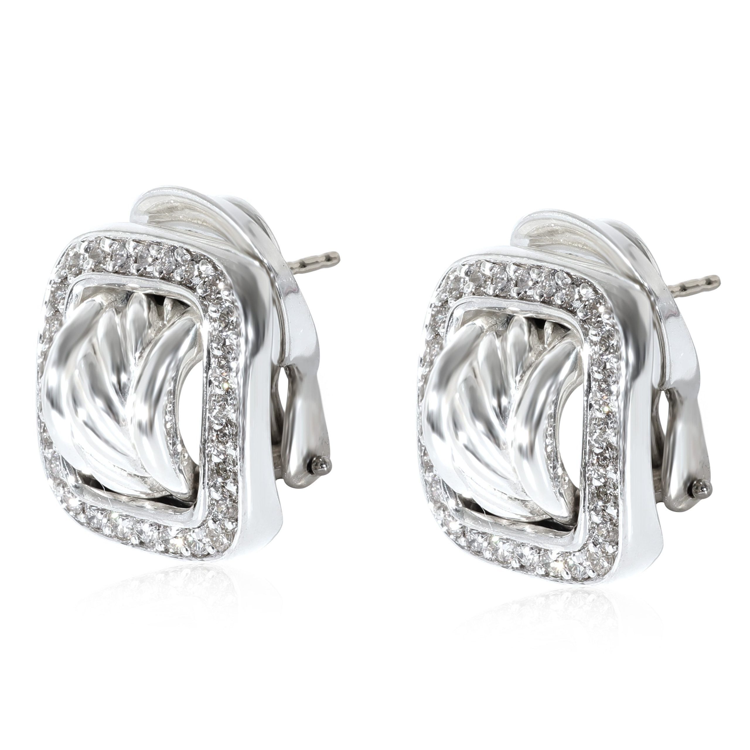 David Yurman David Yurman Cable Collection Earrings in Sterling Silver 1.5 CTW Size ONE SIZE - 2 Thumbnail