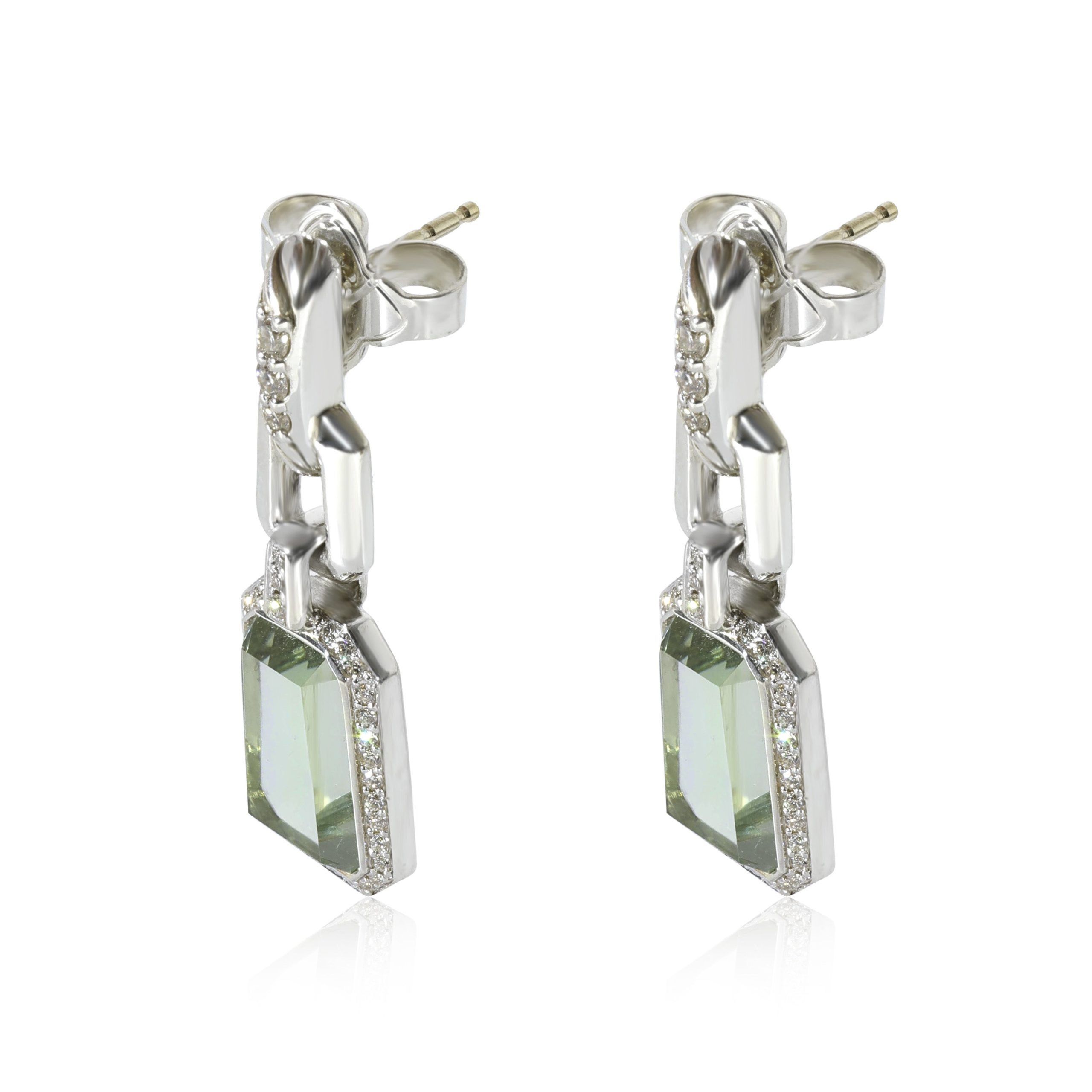 David Yurman David Yurman Stax Prasiolite Diamond Earrings in Sterling Silver 0.46 CTW Size ONE SIZE - 2 Thumbnail