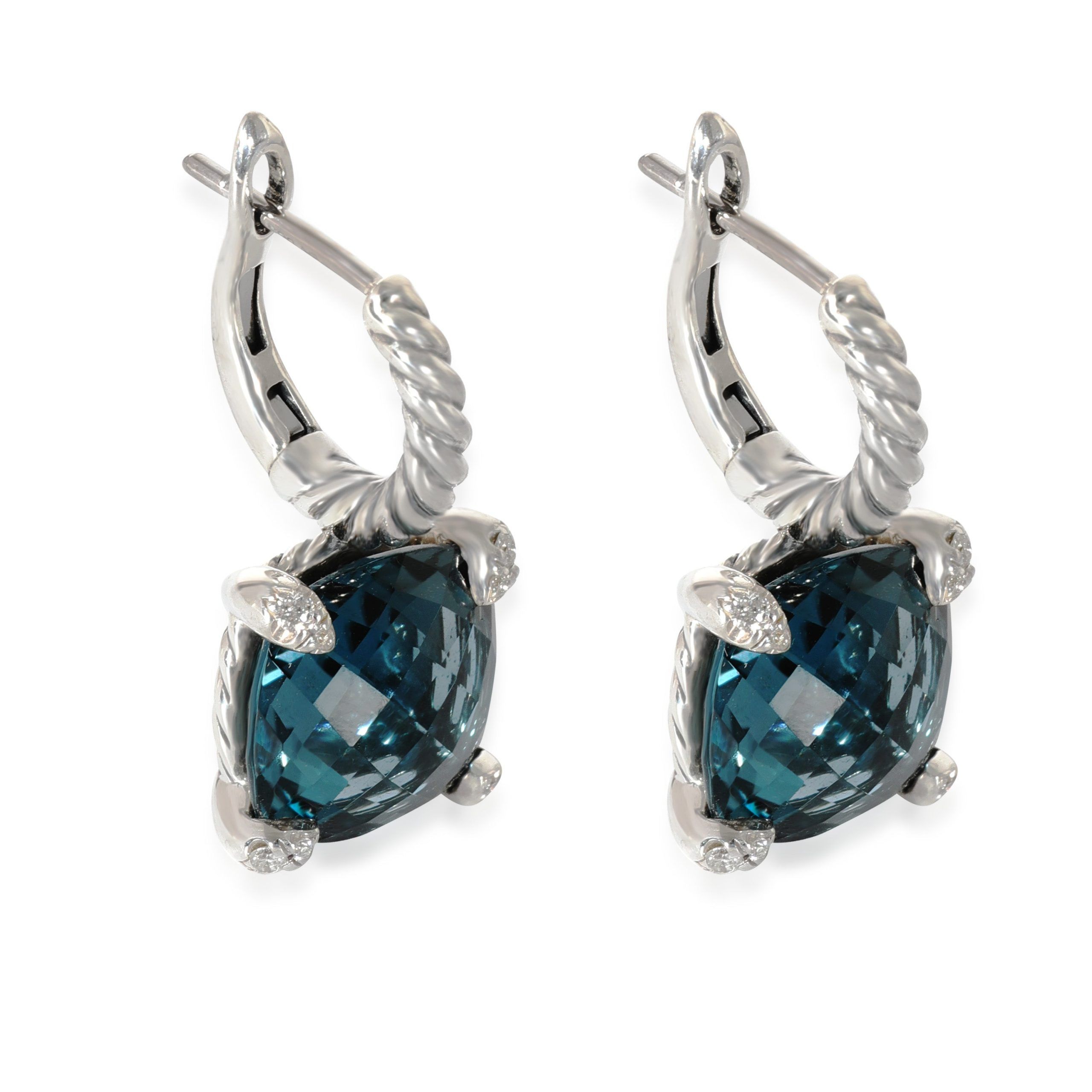 David Yurman David Yurman Chatelaine Topaz Diamond Earrings in Sterling Silver 0.1 CTW Size ONE SIZE - 2 Thumbnail