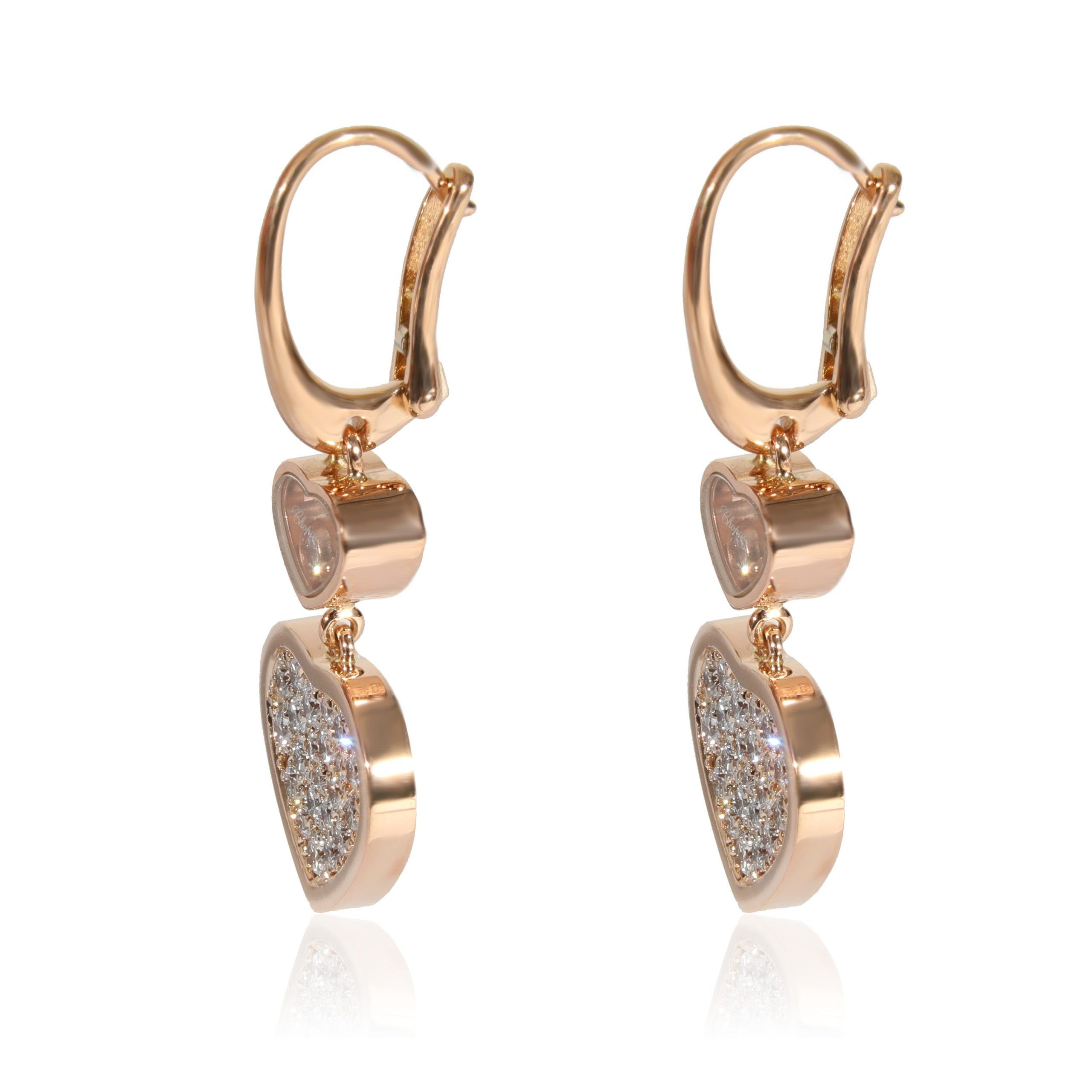 Chopard Happy Hearts Earrings in 18k Rose Gold 0.9 CTW