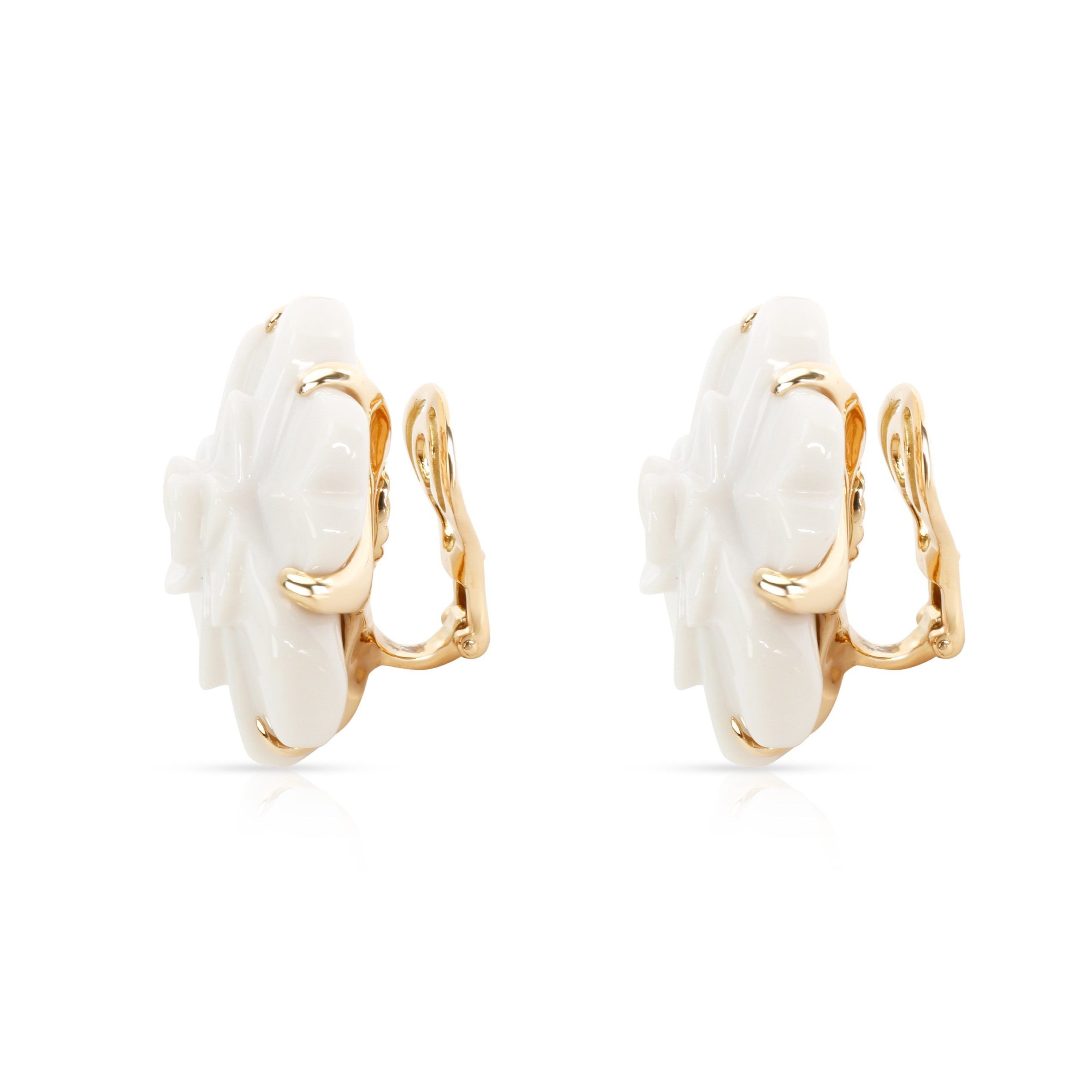 Chanel Chanel Camellia White Agate Flower Earrings in 18K Yellow Gold Size ONE SIZE - 2 Thumbnail