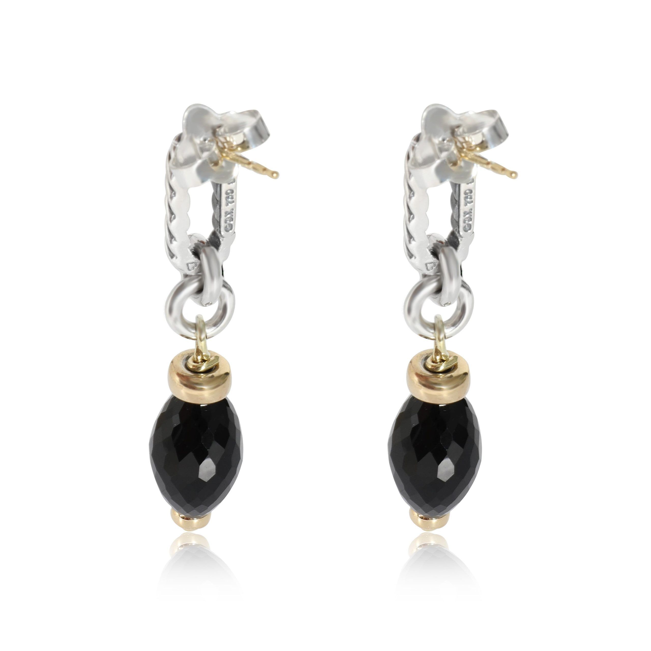 David Yurman David Yurman Figaro Cable Onyx Earrings in 14k Yellow Gold/Sterling Silver Size ONE SIZE - 3 Thumbnail